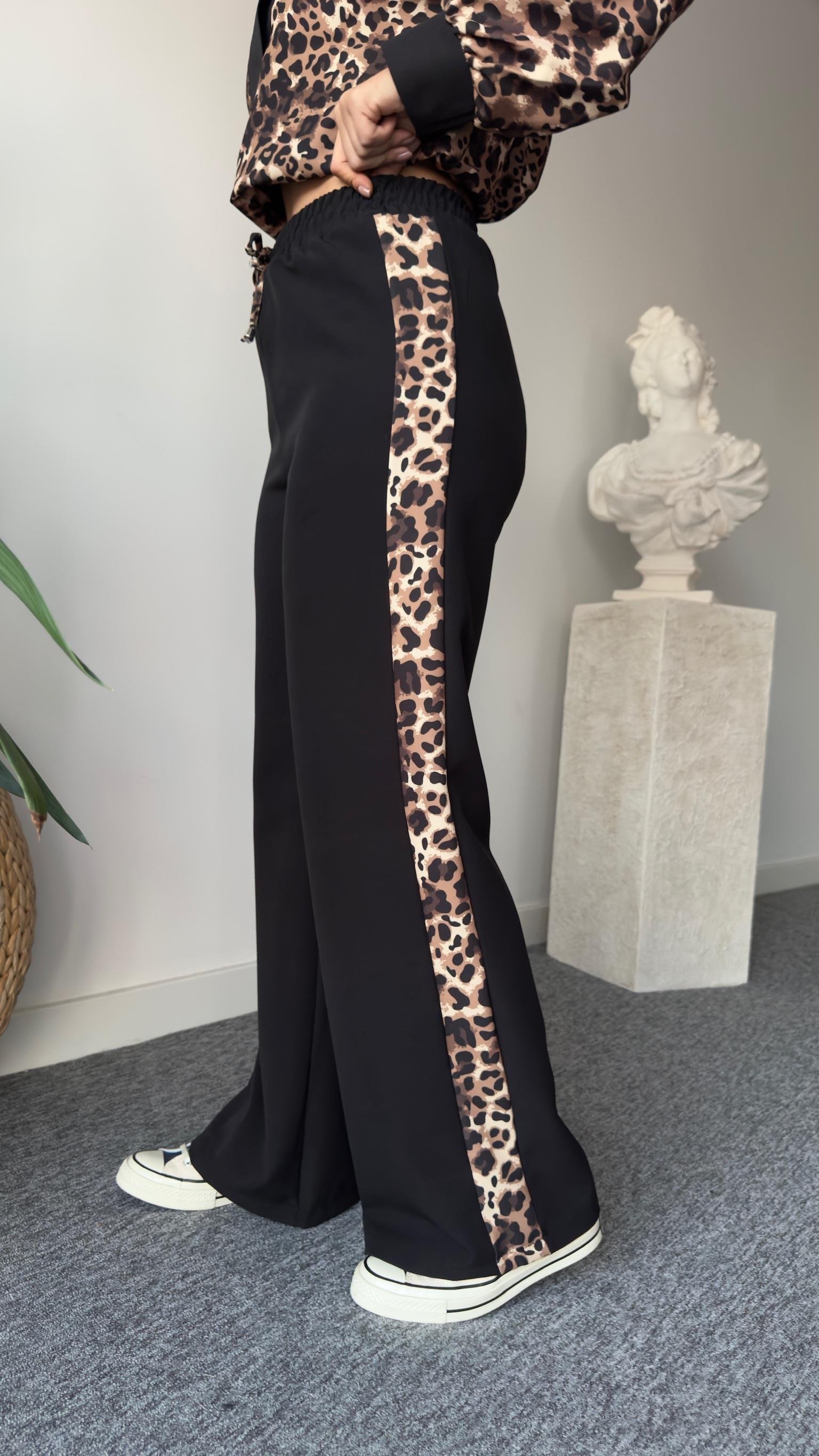 Oliva Leopar Detaylı Sweat Pantolon Takım