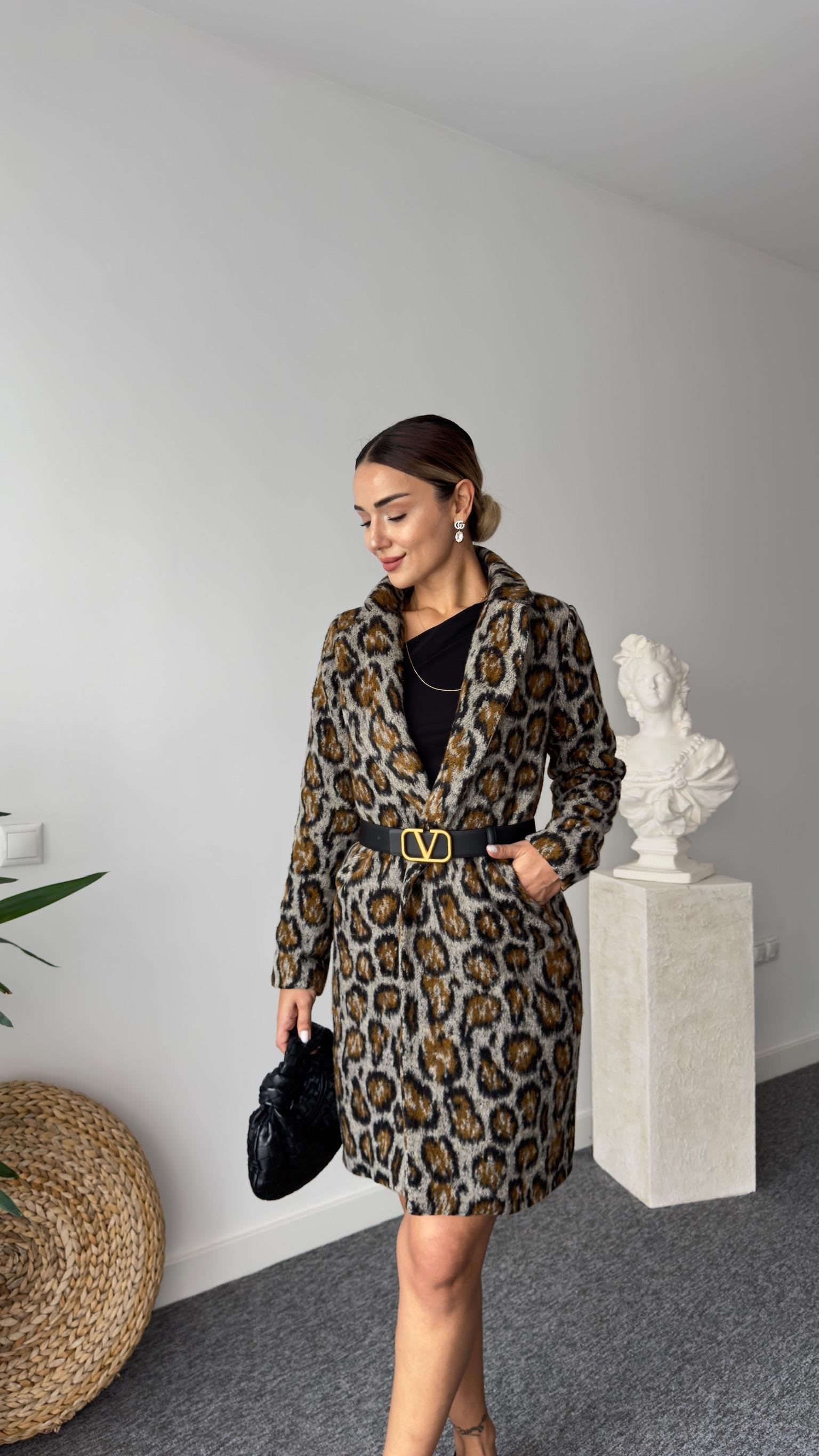 Entalo Astarlı Leopar Kaban