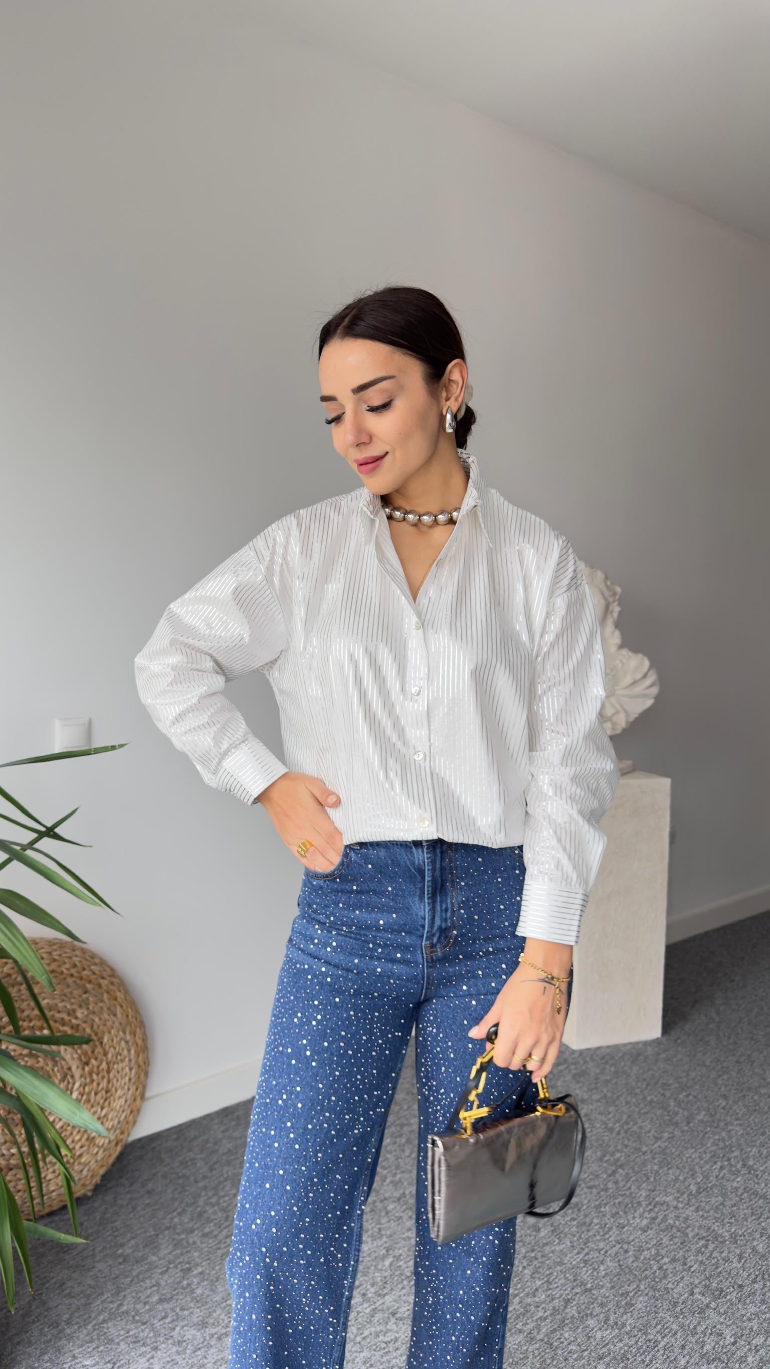 Orj Model Varak Çizgili Gömlek