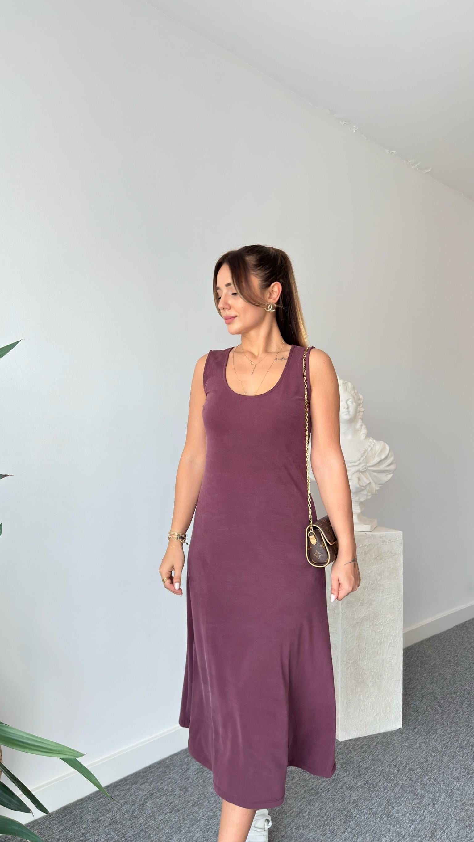 Bordo Mochi Basic Modal Elbise 