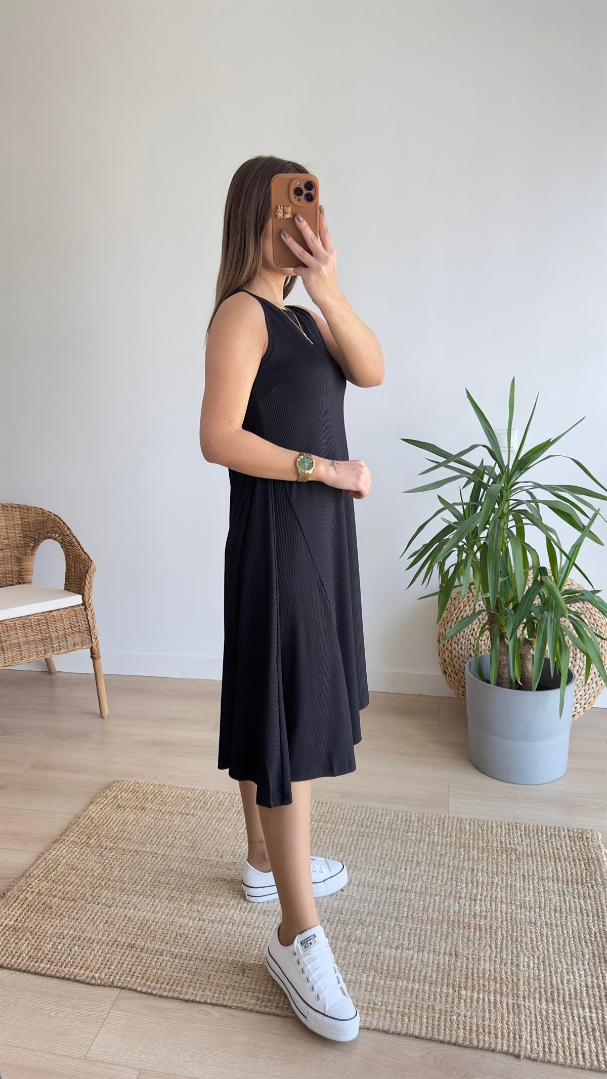 Asimetrik Kesim Basic Elbise