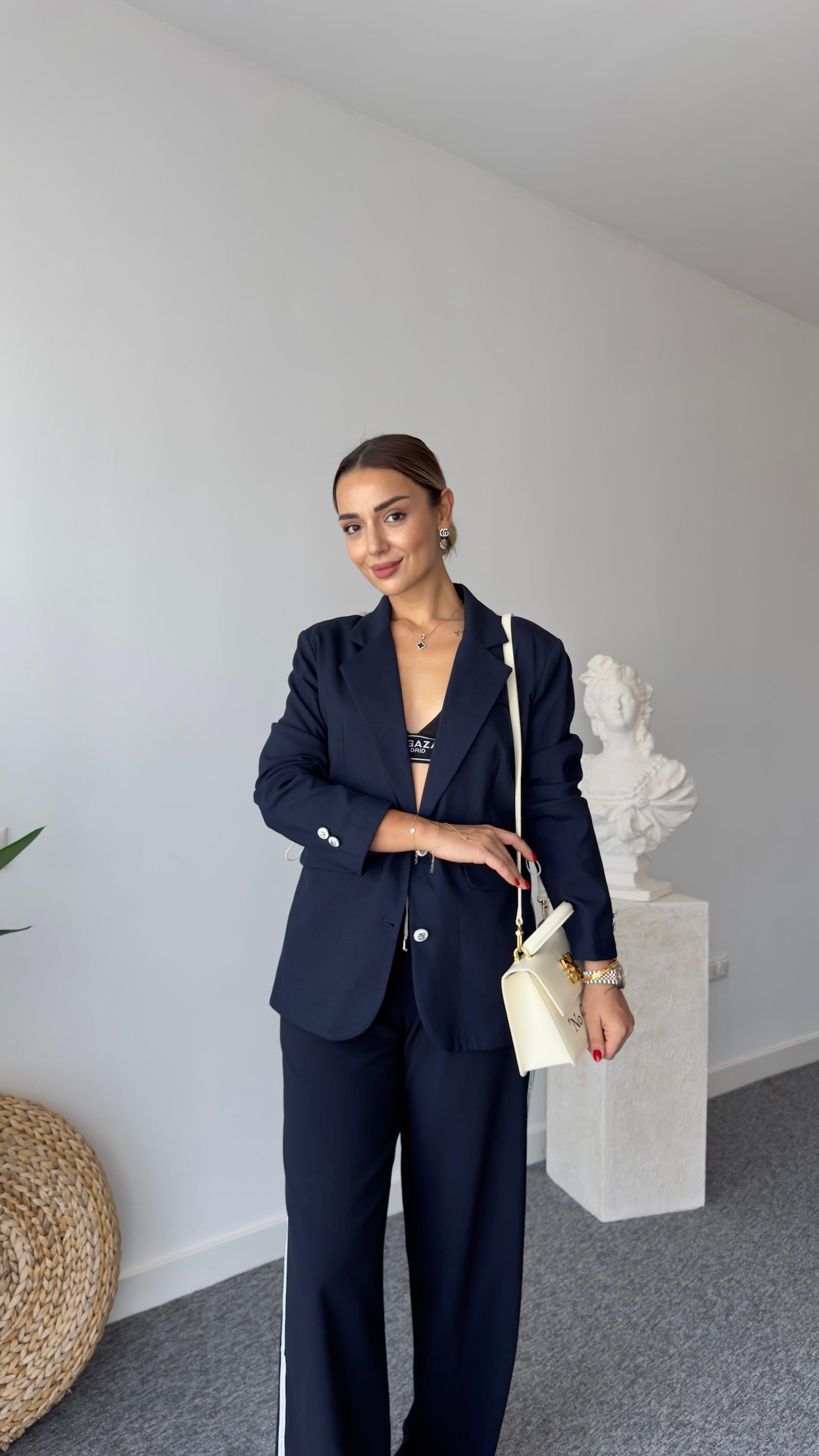 Sırt Bej Paraşüt Detaylı Blazer Ceket