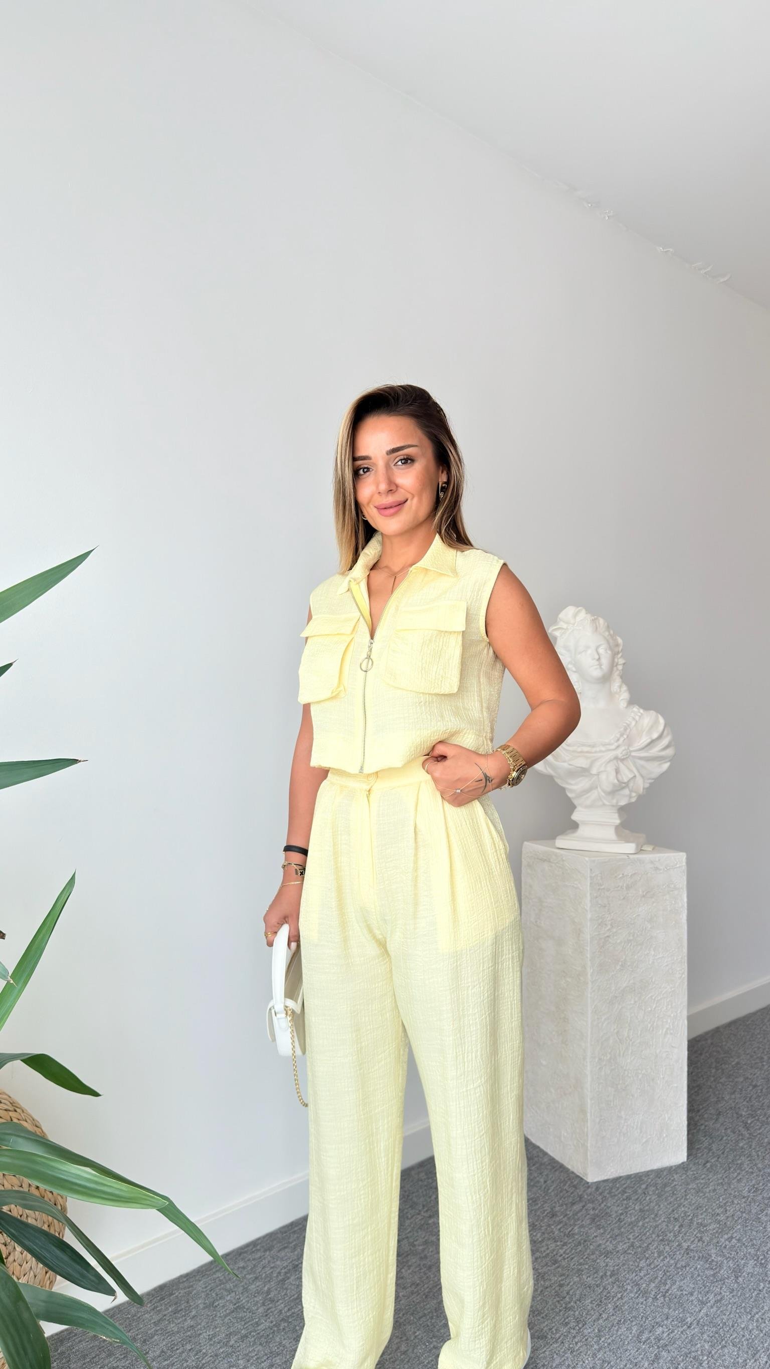 Sarı Gjen Fermuarlı İkili Takım