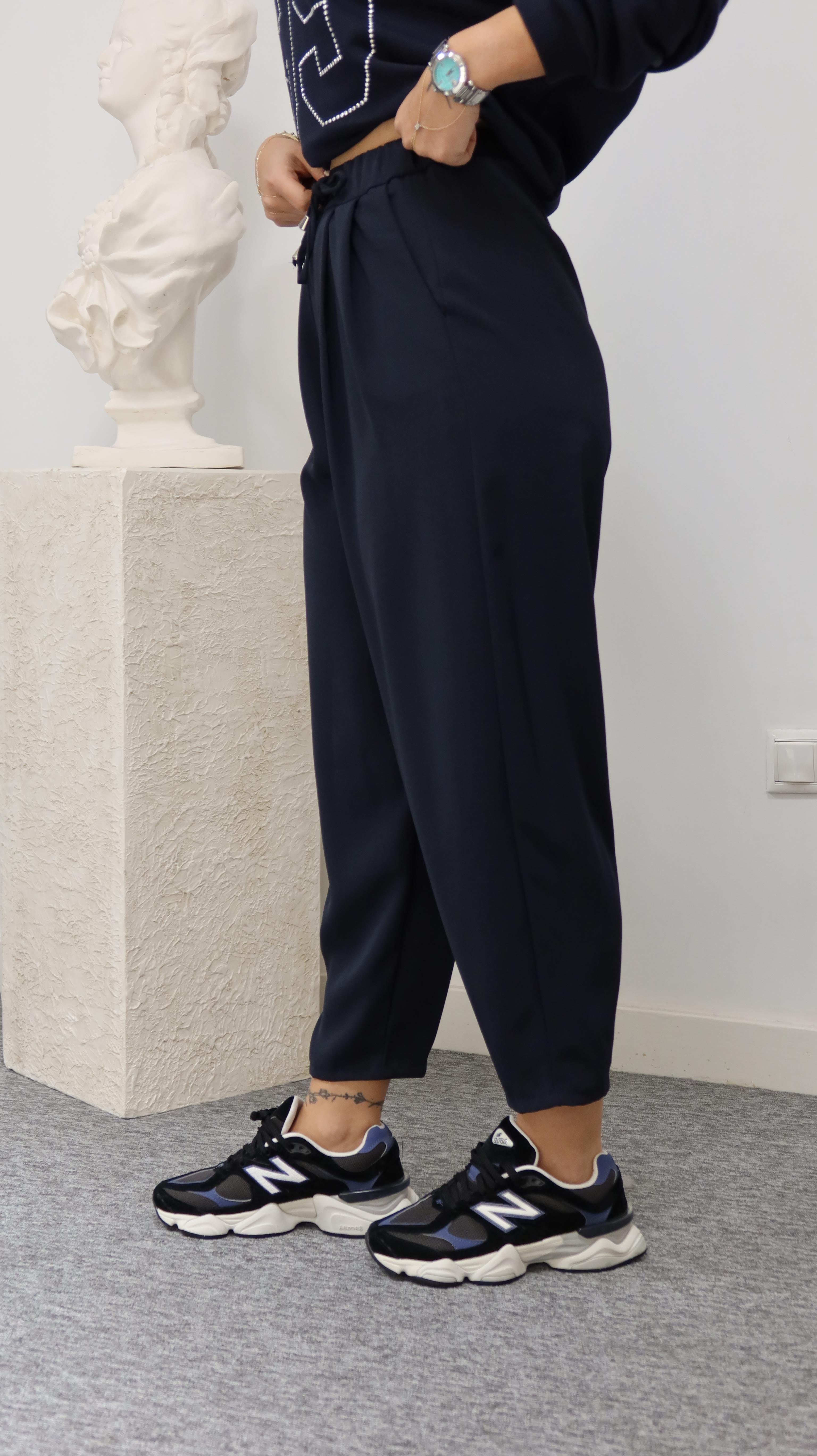 Lacivert Lucka Pileli Şalvar Model Pantolon