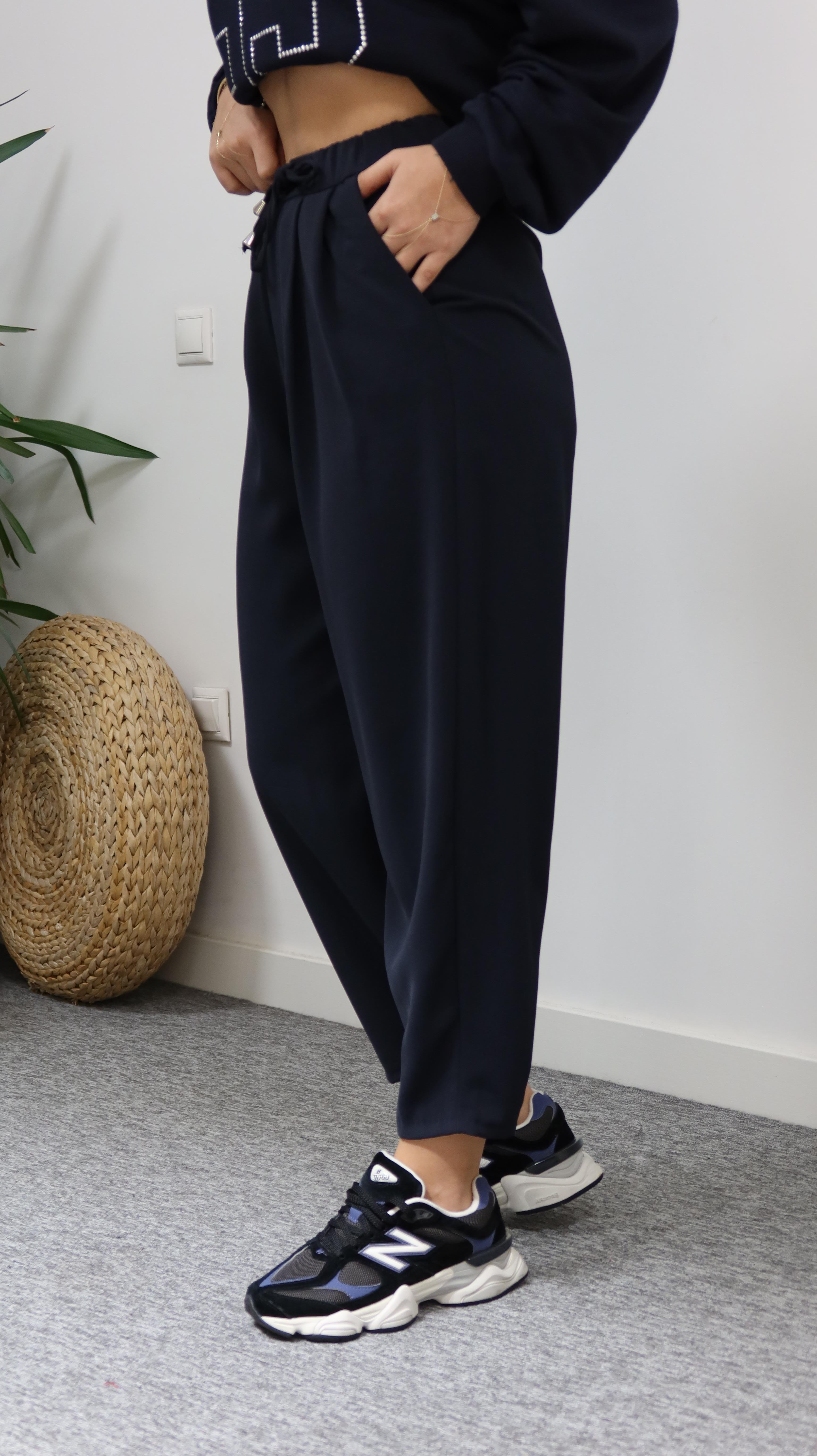 Lacivert Lucka Pileli Şalvar Model Pantolon
