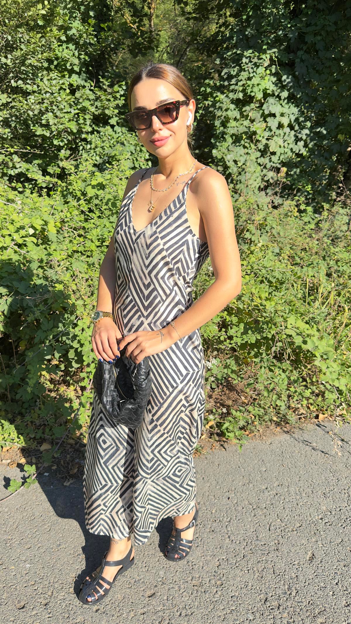 Çizgi Desenli Tulum