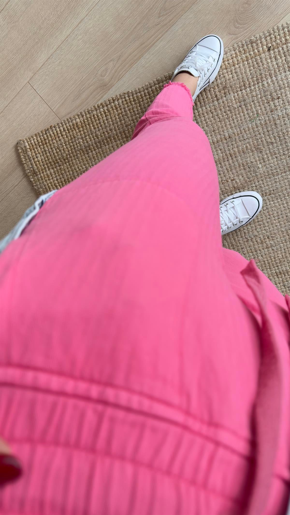 Pembe Paçası Püsküllü Gabardin Pantolon