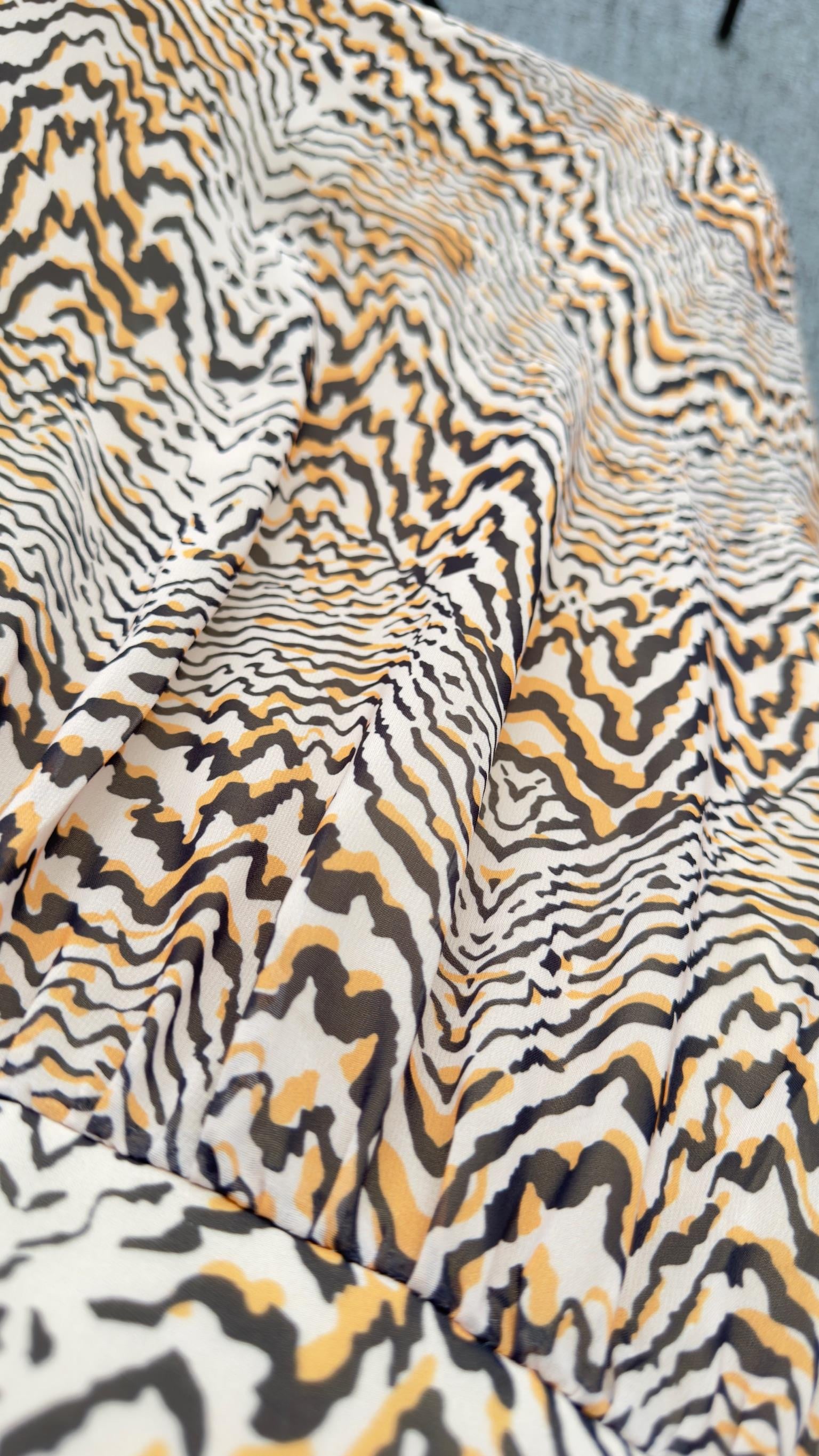 Kahve Zebra Desenli Askılı Elbise 
