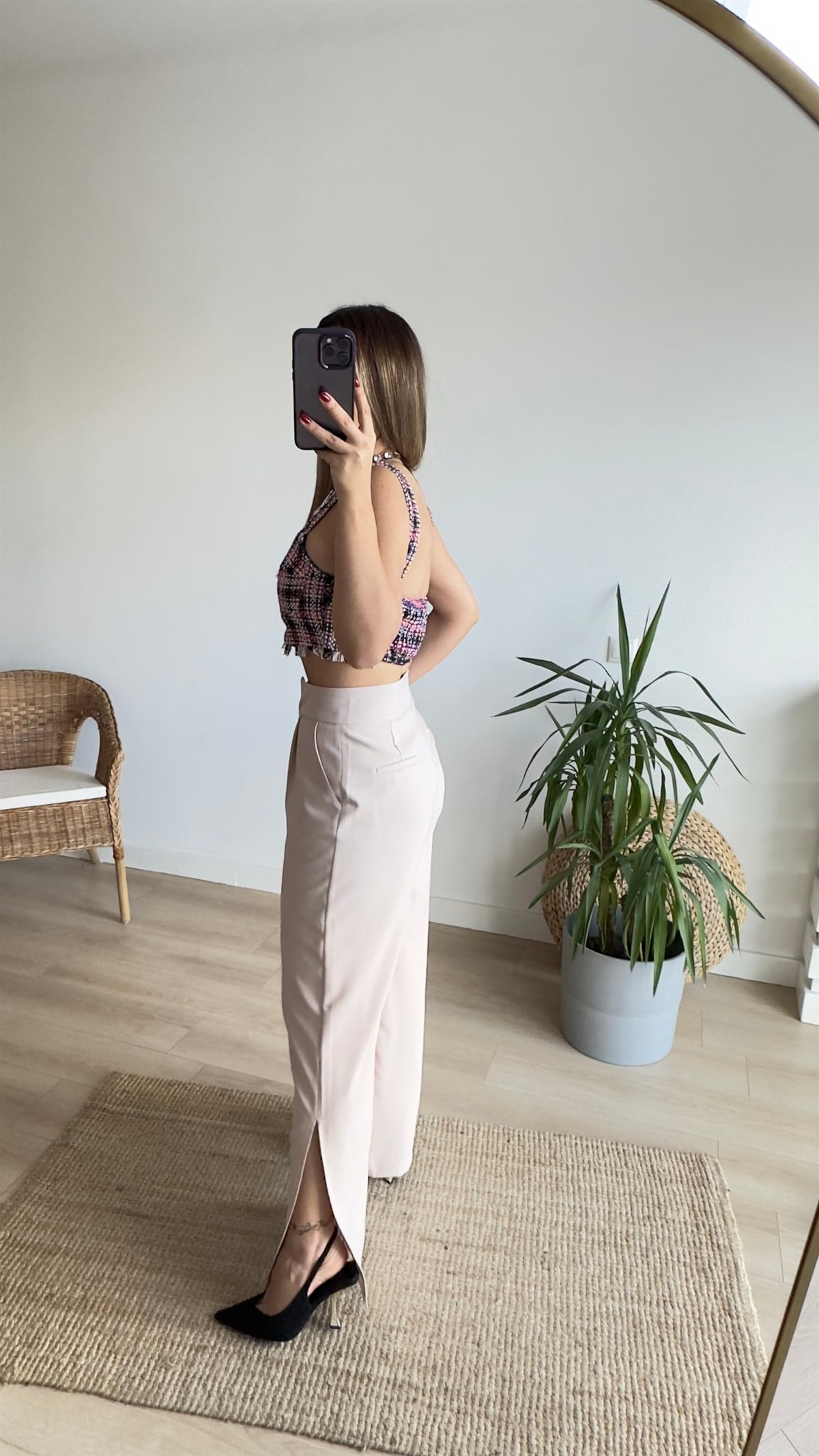 Taş Detaylı Renkli Crop