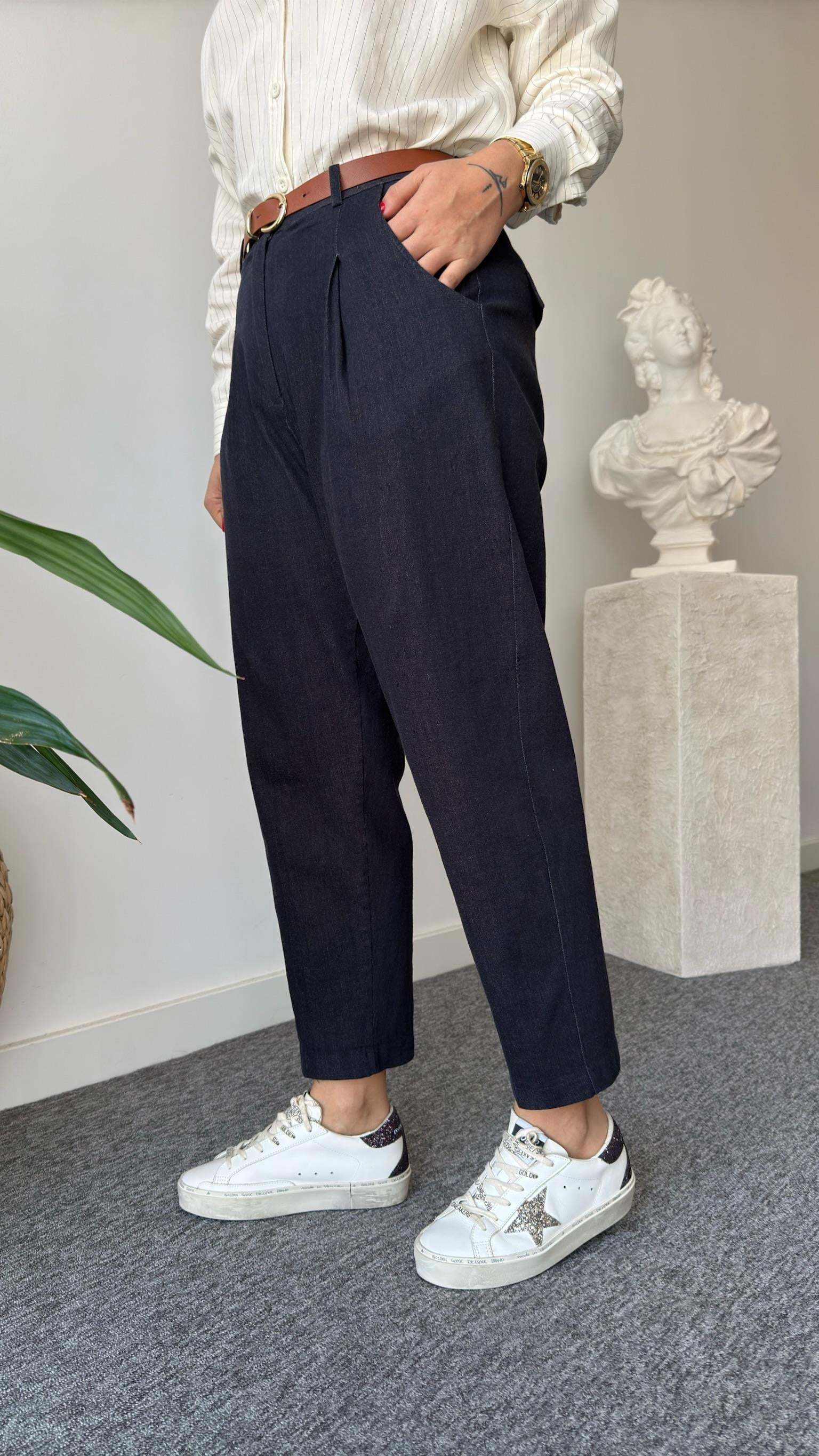 Senita Kemerli Kot Pantolon