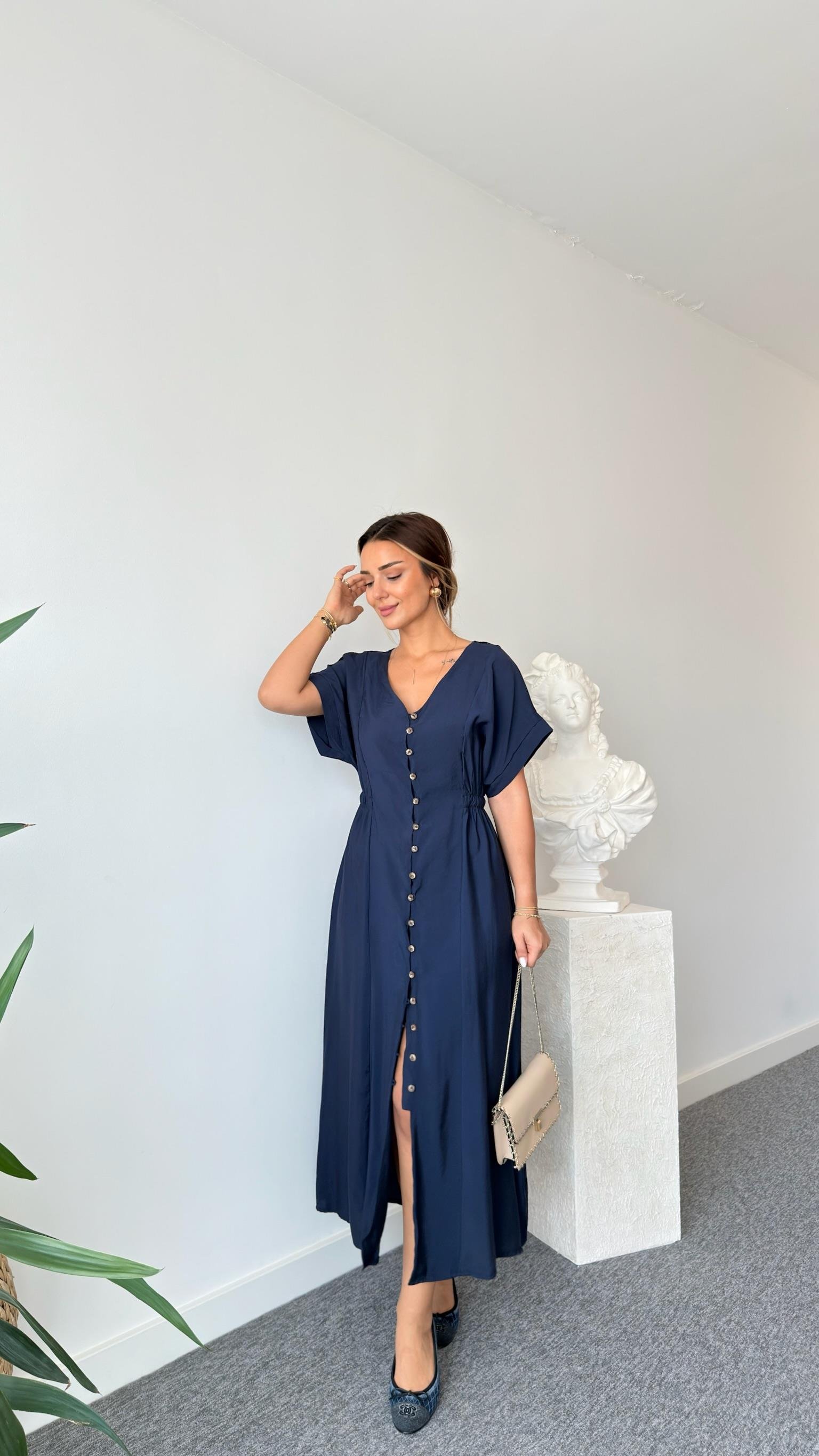 Lacivert Voul Zra Model Tensel Elbise