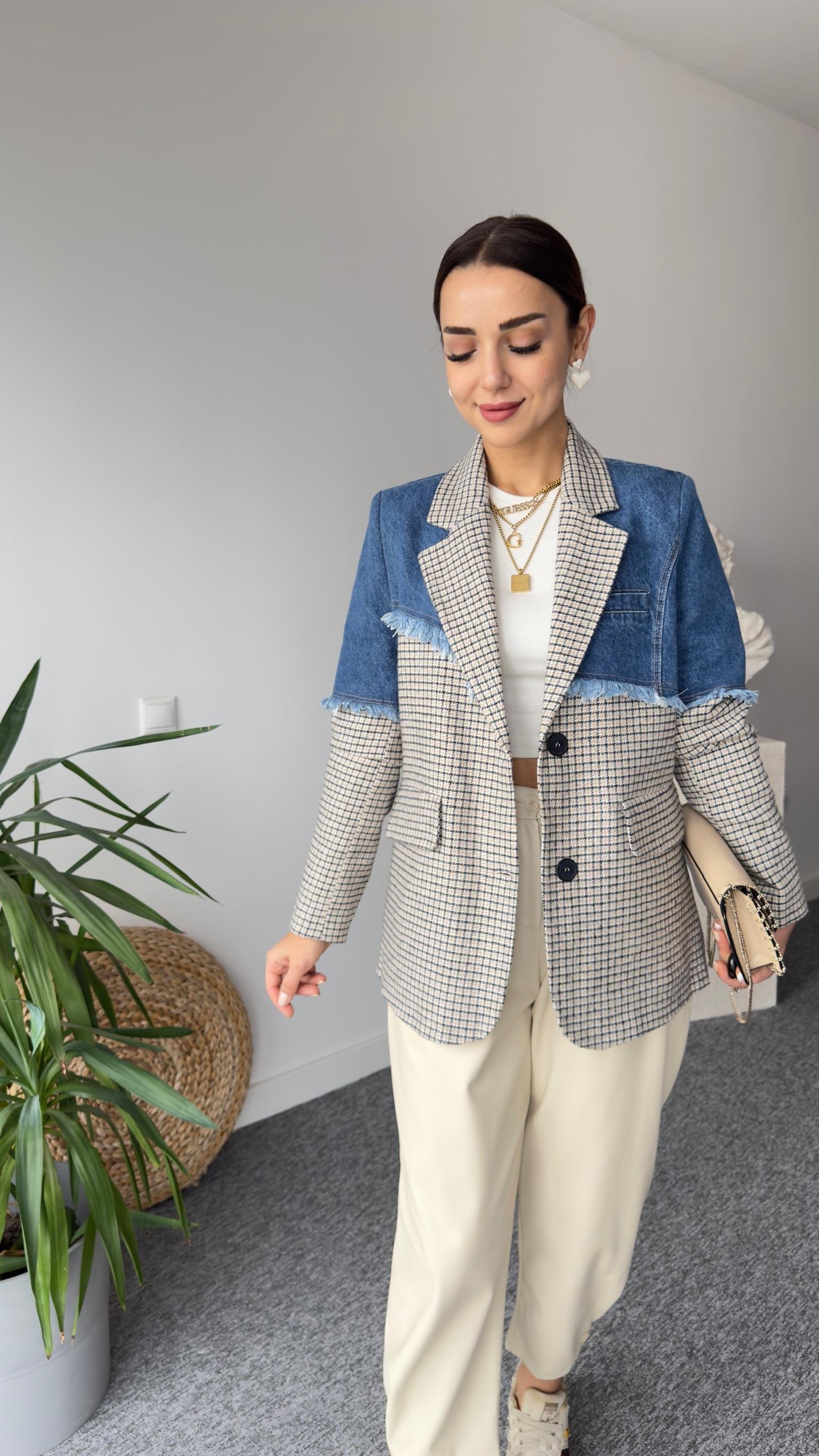 Asia Kot Detaylı Kaşe Blazer Ceket