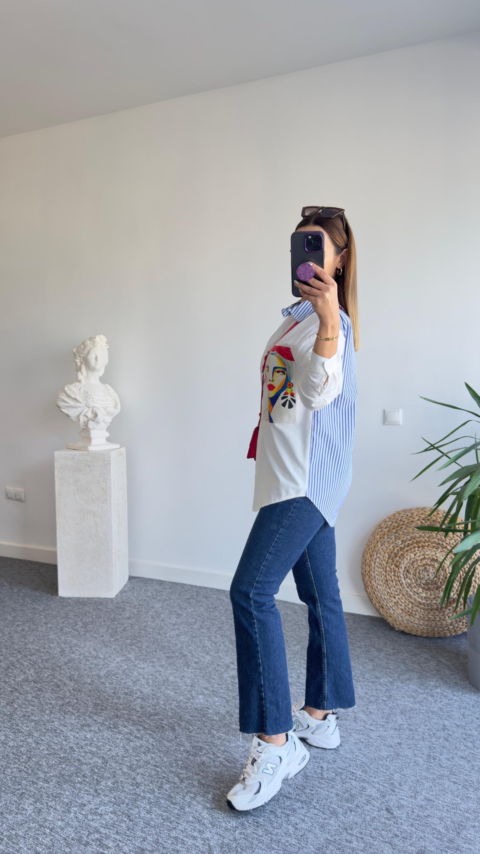 Clew Kadın Figürlü Çift Renk Gömlek