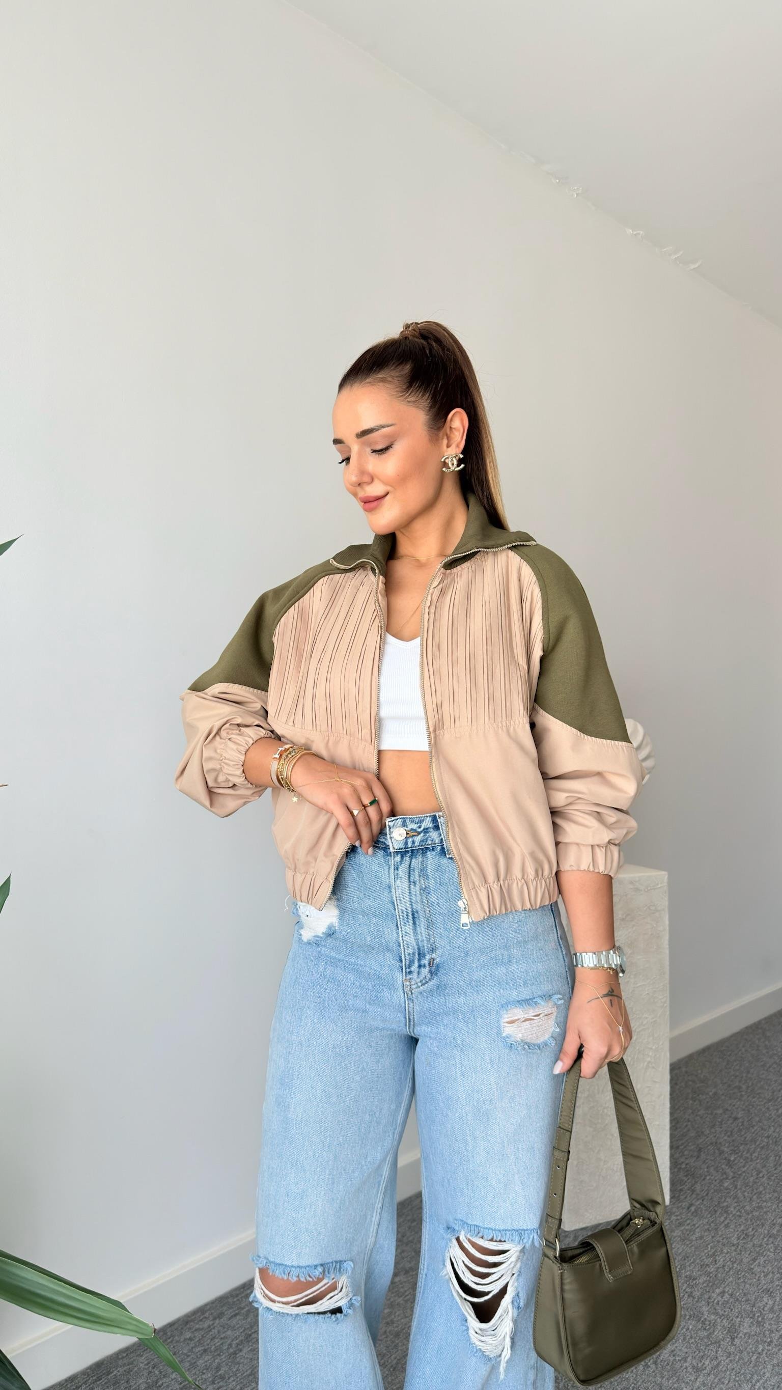Bej Ouse Orj Marka Bomber Ceket