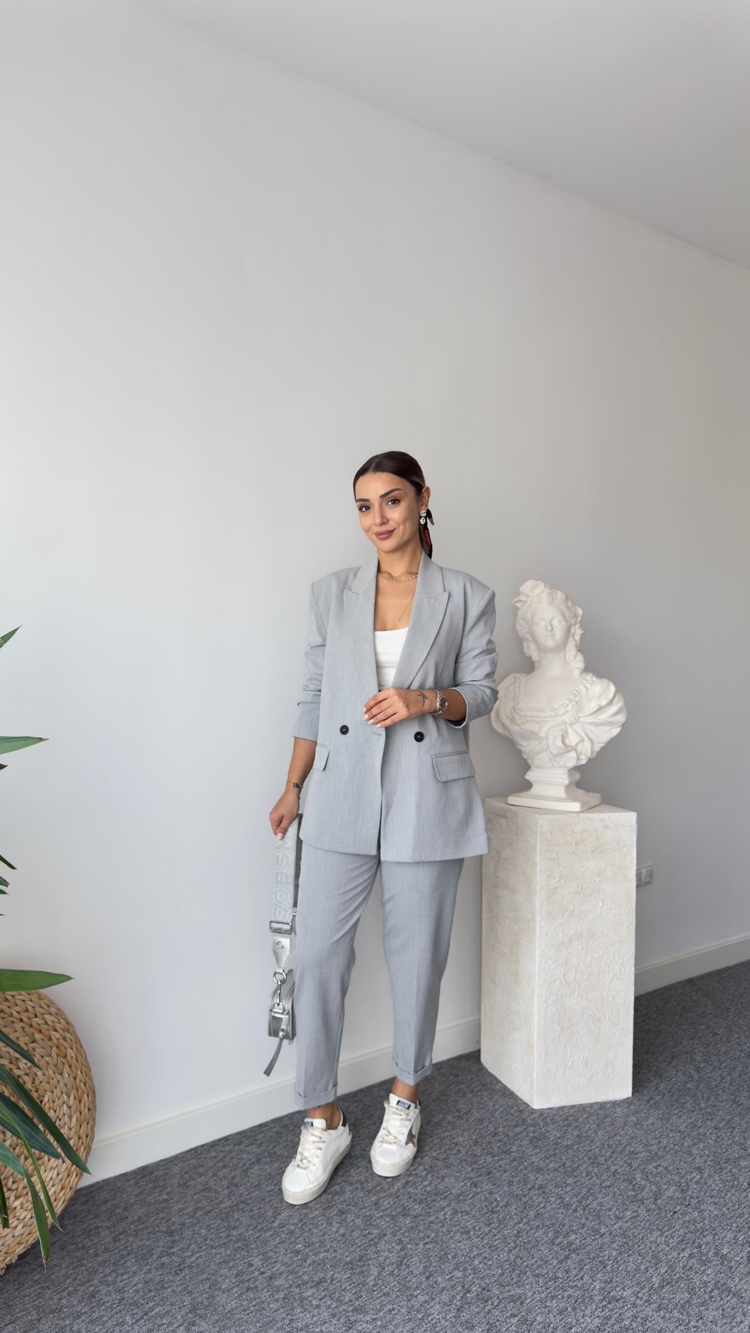 Belize Zra Gri Ceket Pantolon Takım