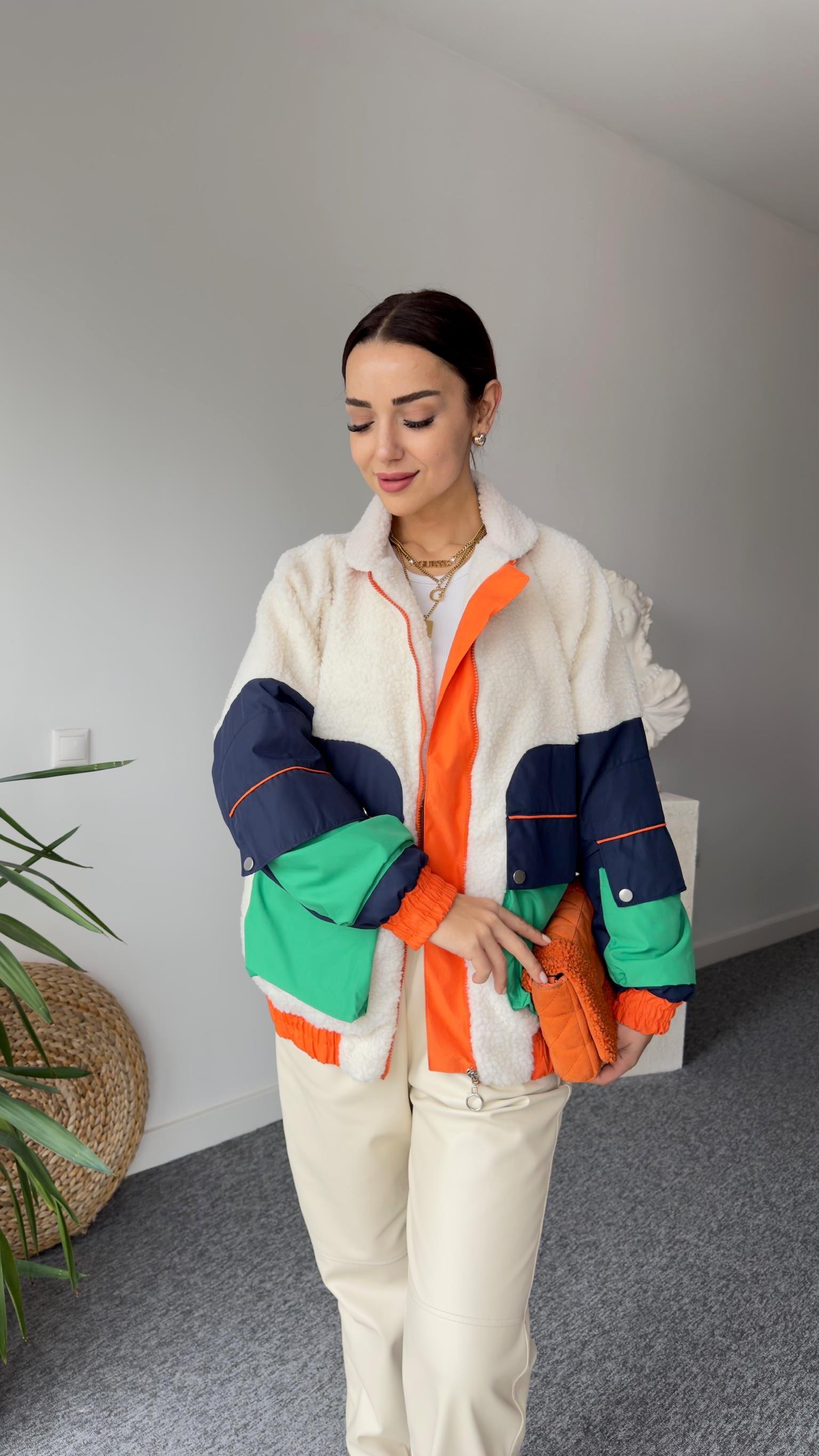 Zles Renk Geçişli Tasarım Peluş Mont