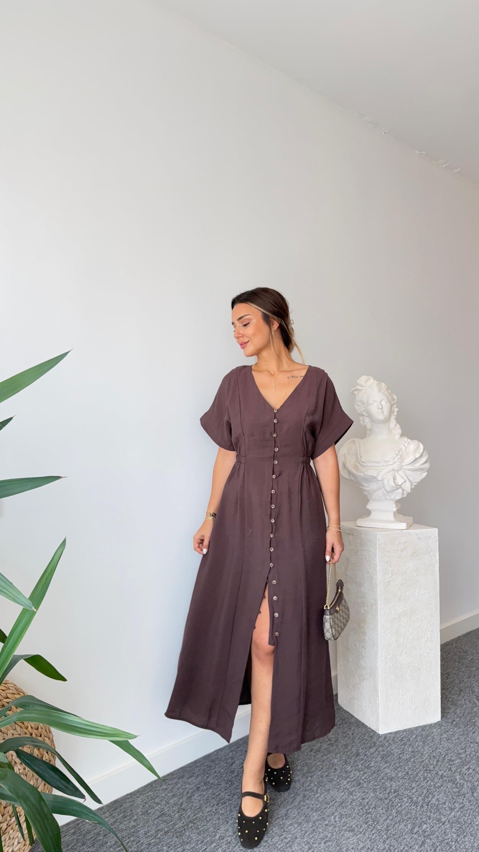 Kahve Voul Zra Model Tensel Elbise