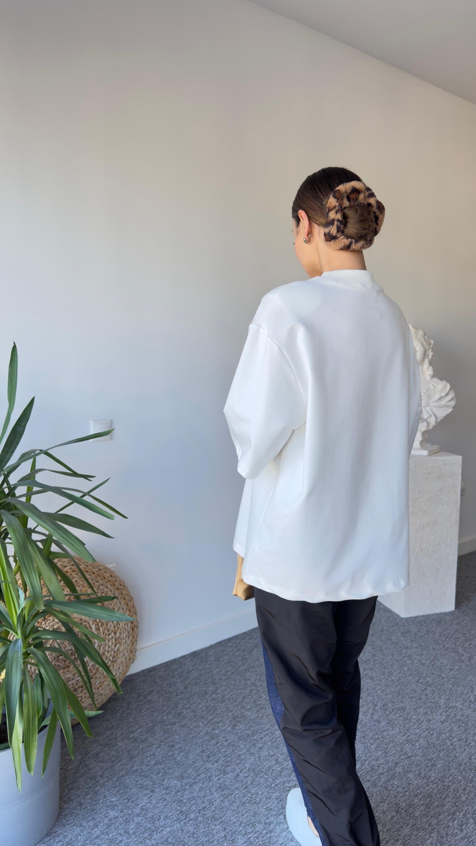 Vatkalı Premıum Beyaz Basic Tshirt