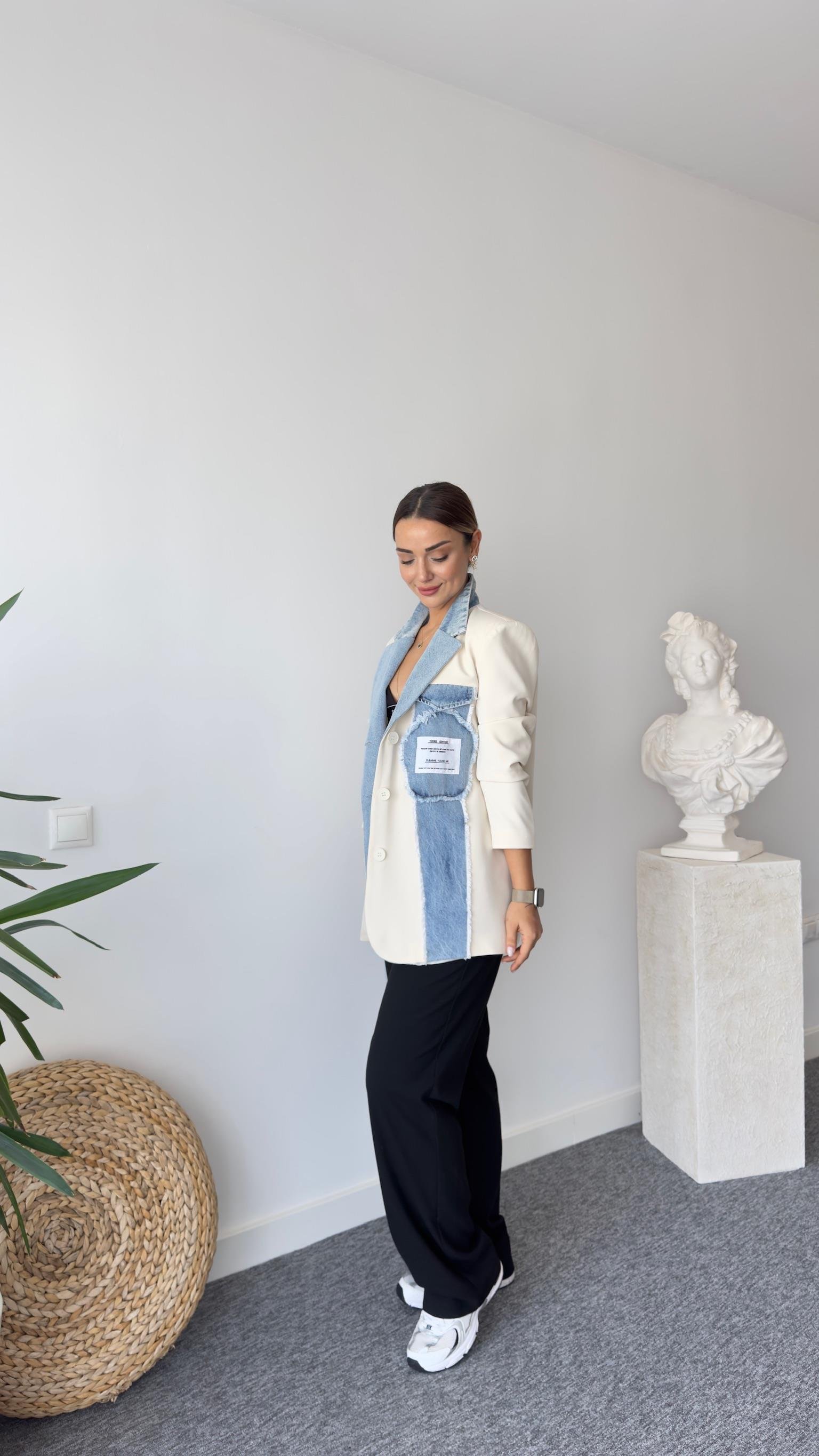 Degra Kot Garnil Ekru Blazer Ceket