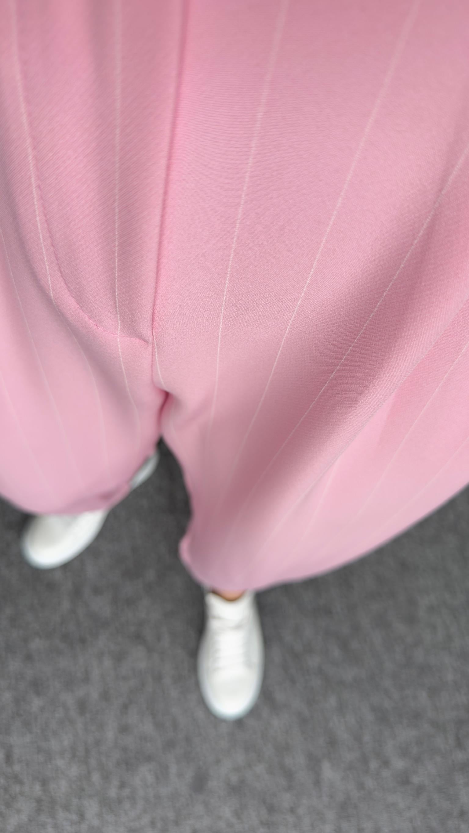 Cio Çizgili Pembe Balon Pantolon