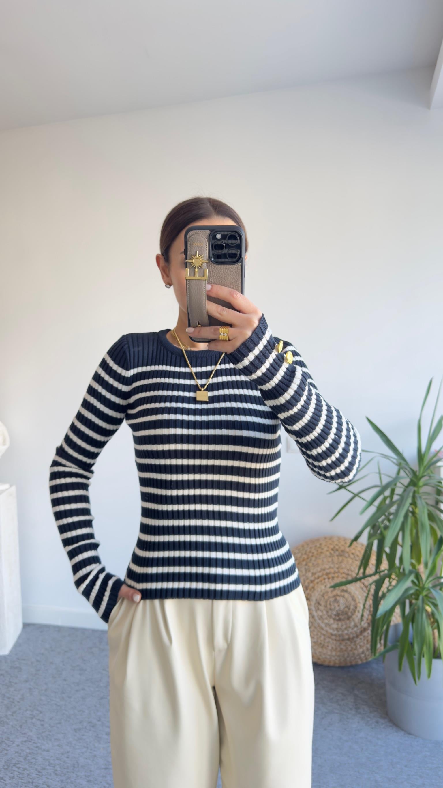 Sima Fitilli Çizgili Triko