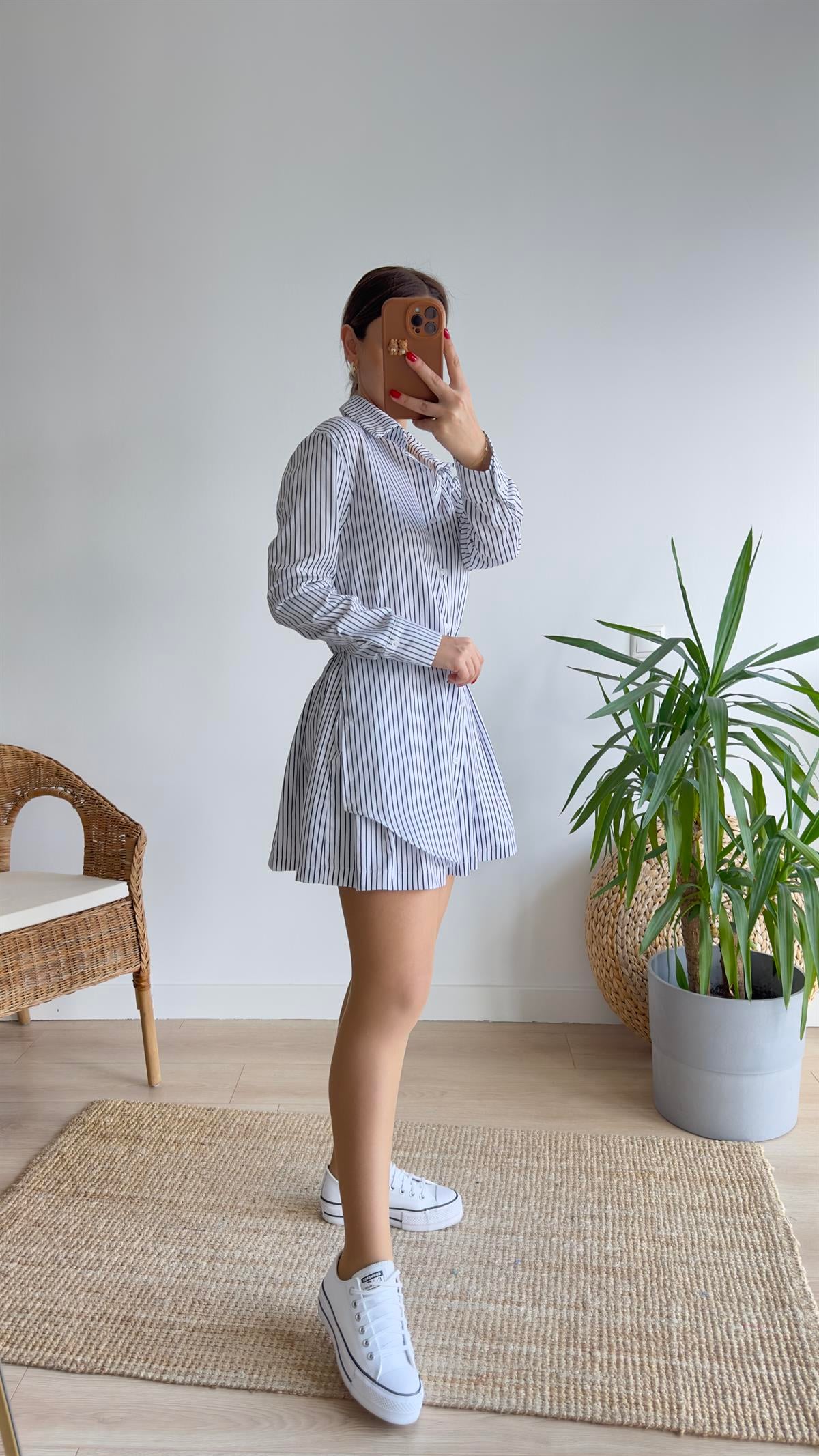Beyaz Zra Model Çizgili Poplin Elbise