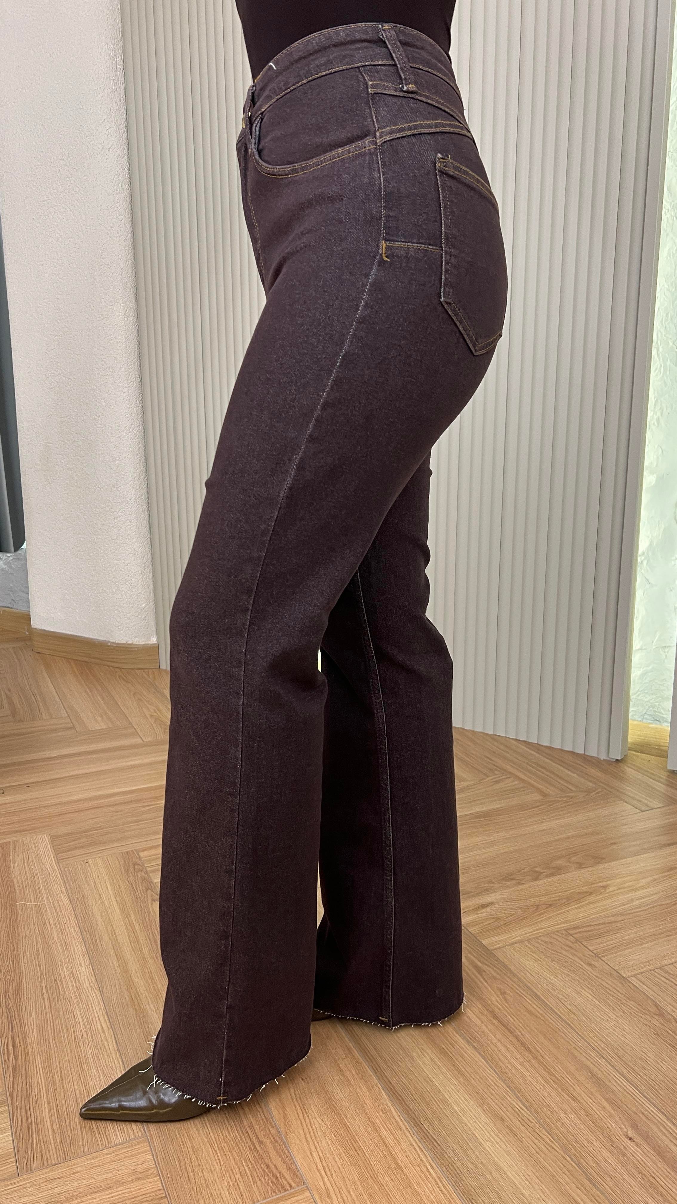 Kahve Harlem Push Up Etkili Likralı Jean