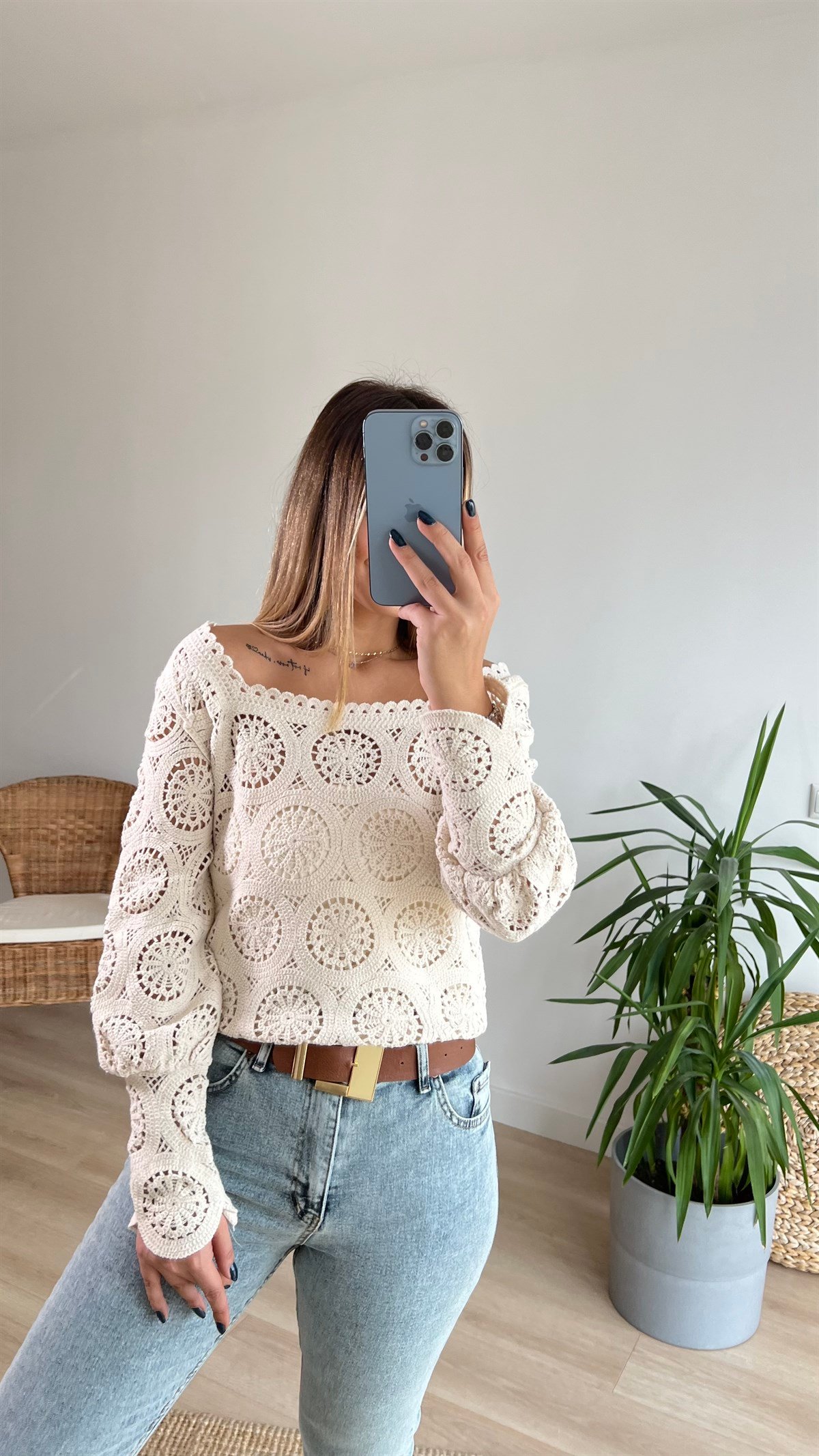 Tasarım Bej Fisto Bluz 