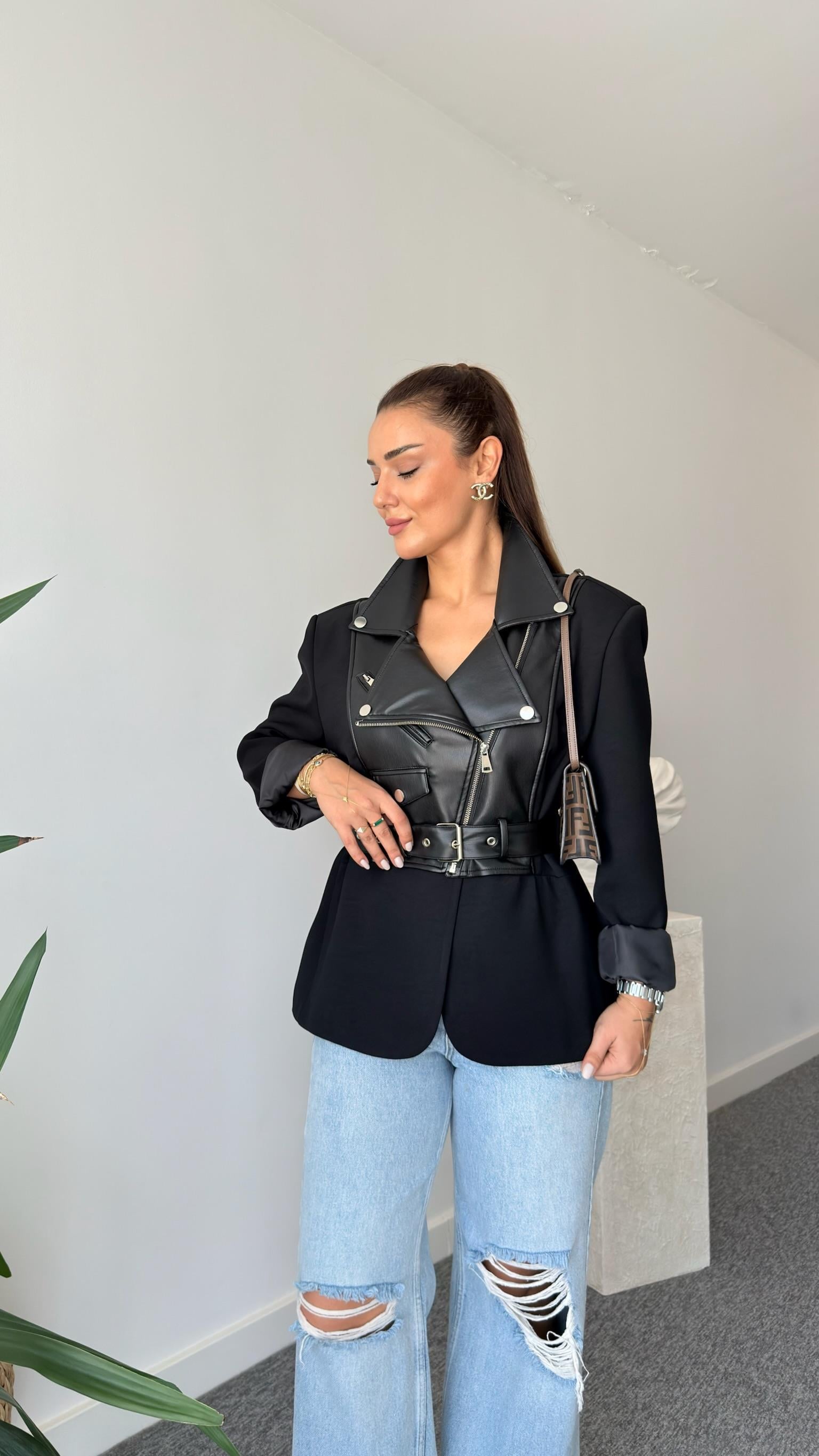 Nifra Deri Garnili Tasarım Ceket