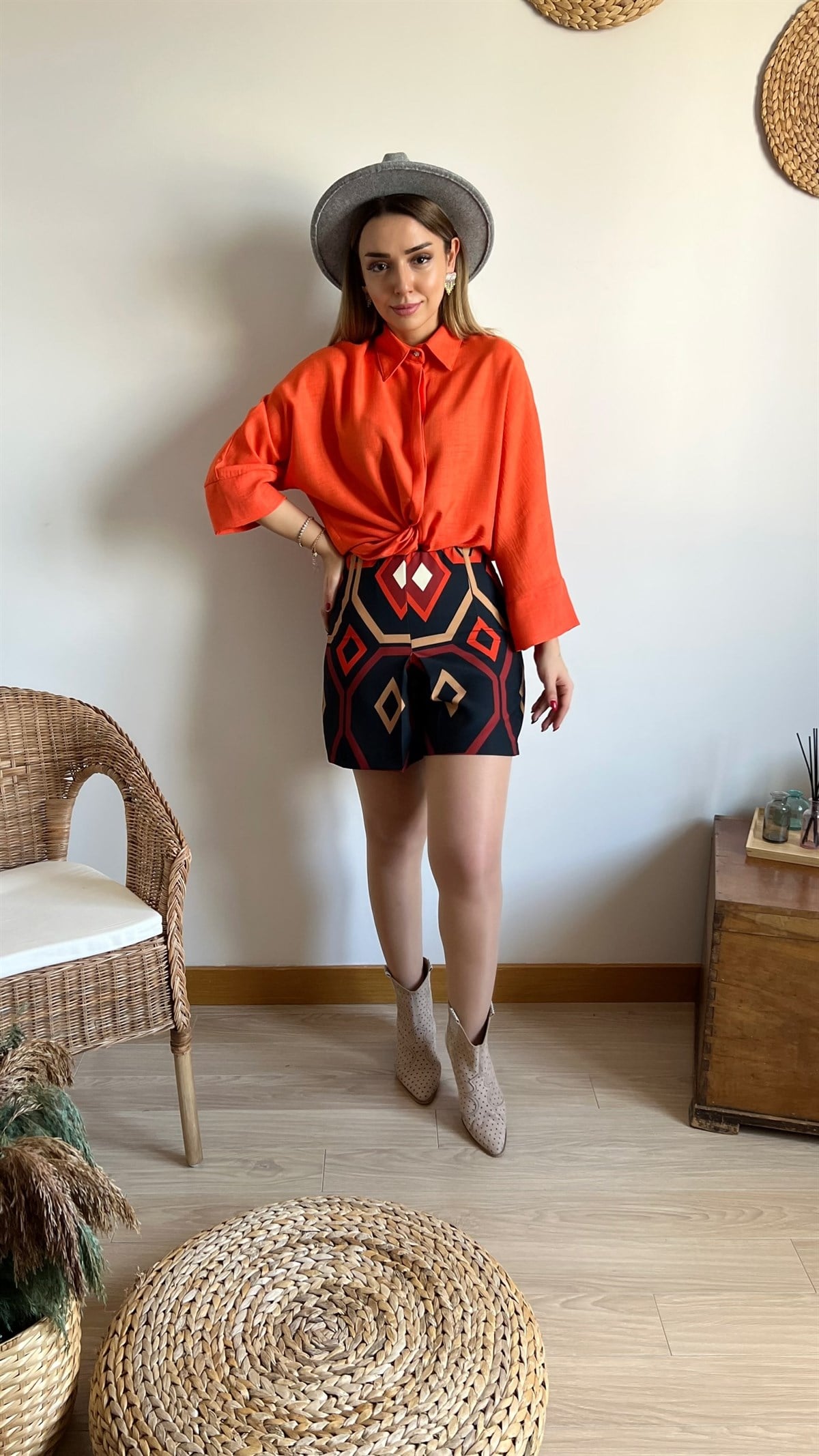 Zara Model Geometrik Desen Şort