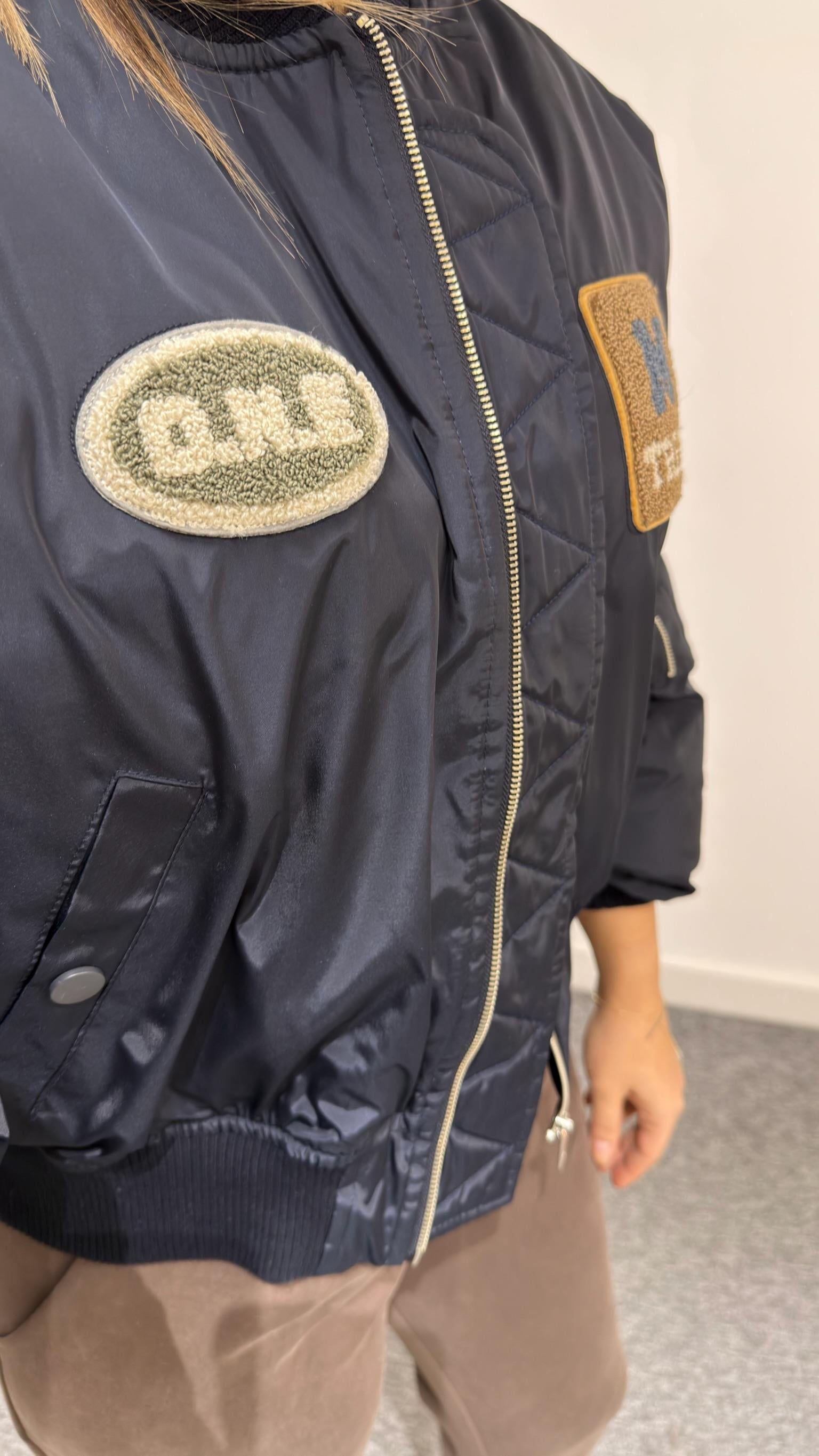 Pinka Etiket Detaylı Lacivert Bomber Ceket