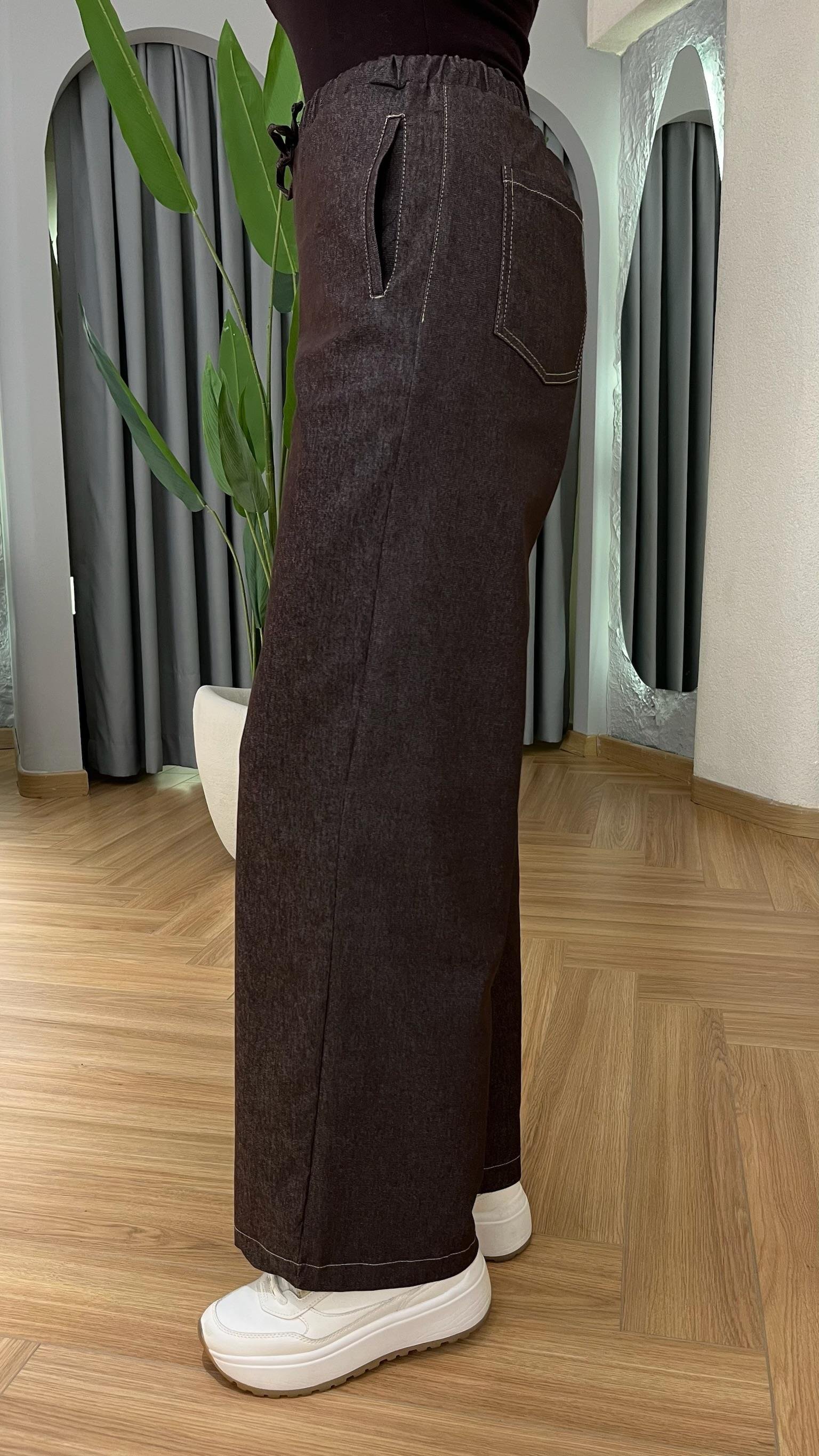 Kahve Comfort  Bel Lastikli Pantolon