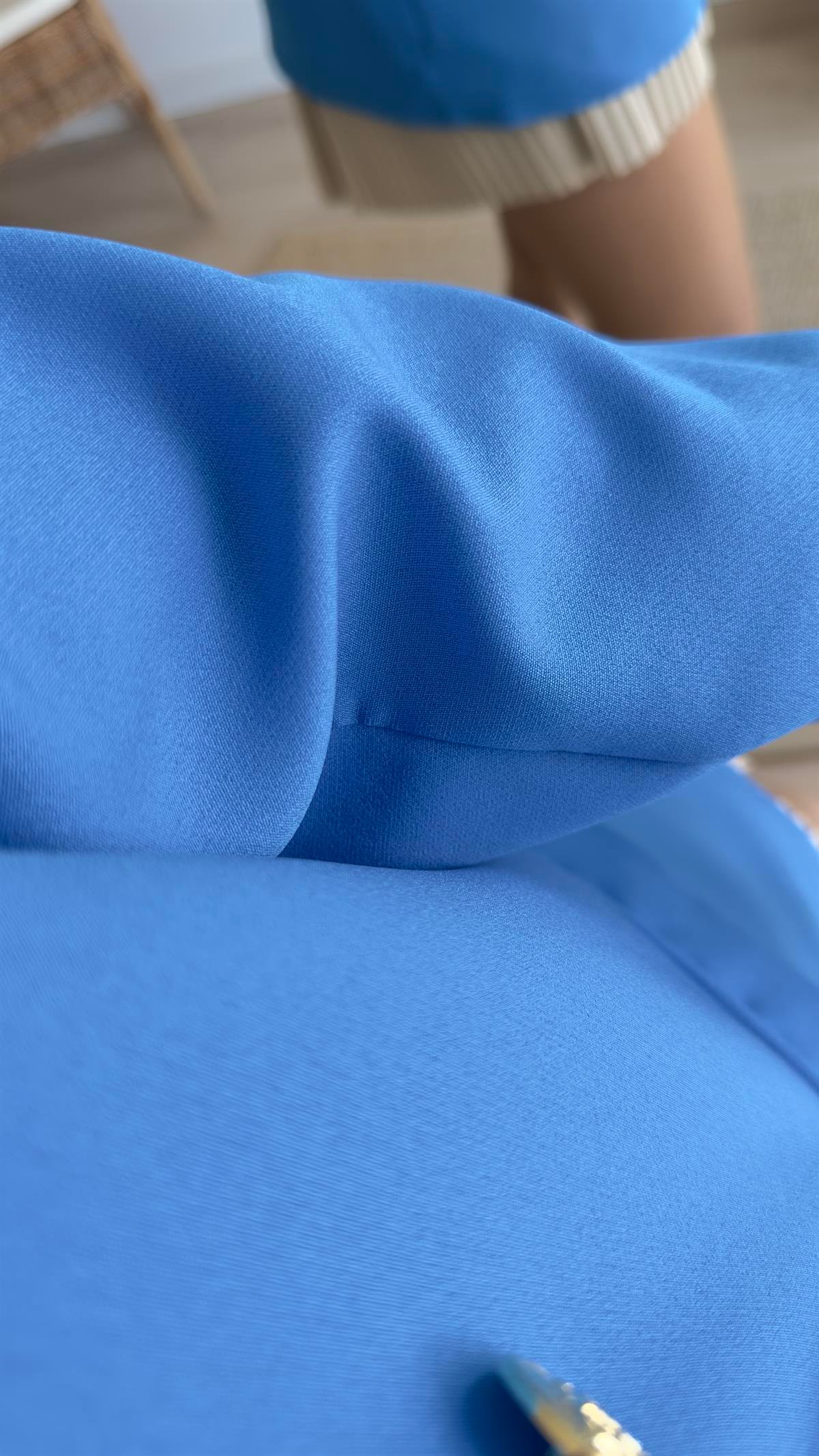Renkli Astarlı Mavi Blazer Ceket
