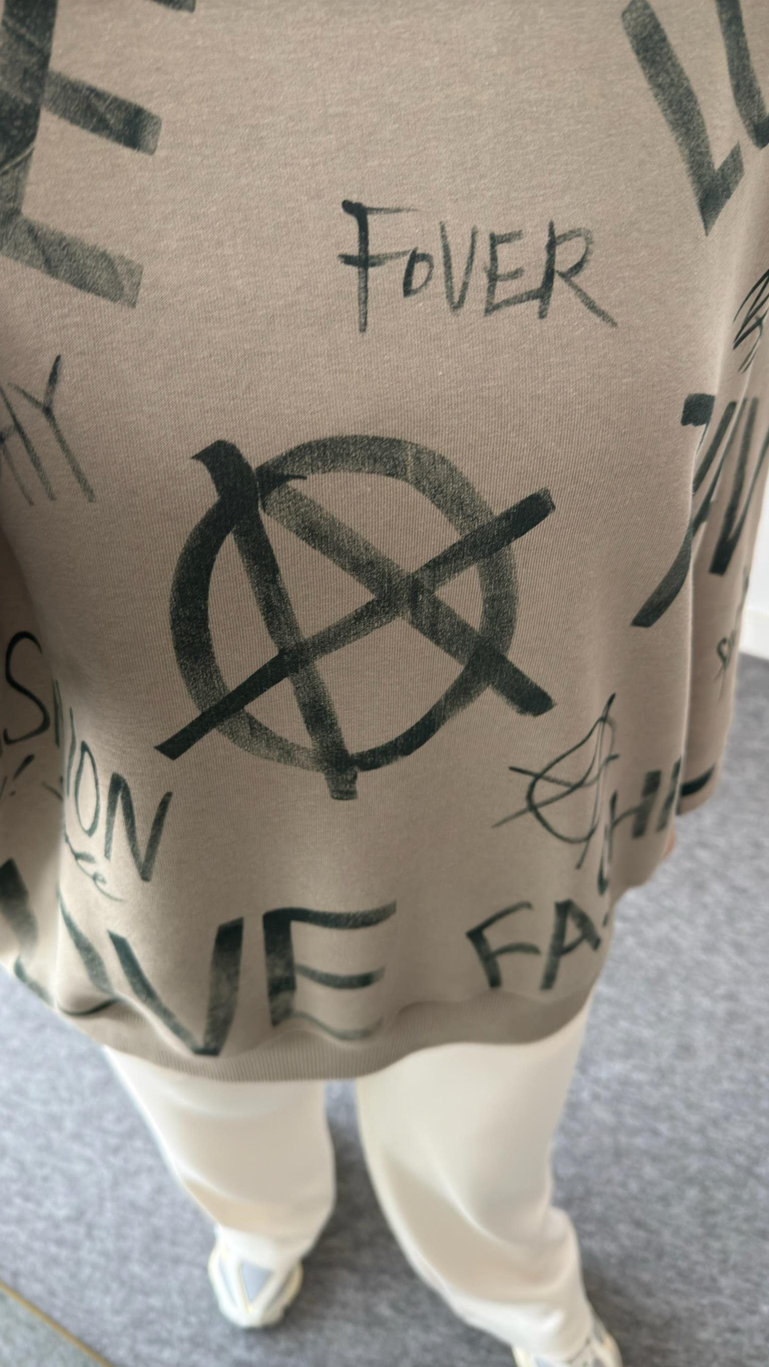 Mezzo Karışık Desenli Açık Haki Sweat