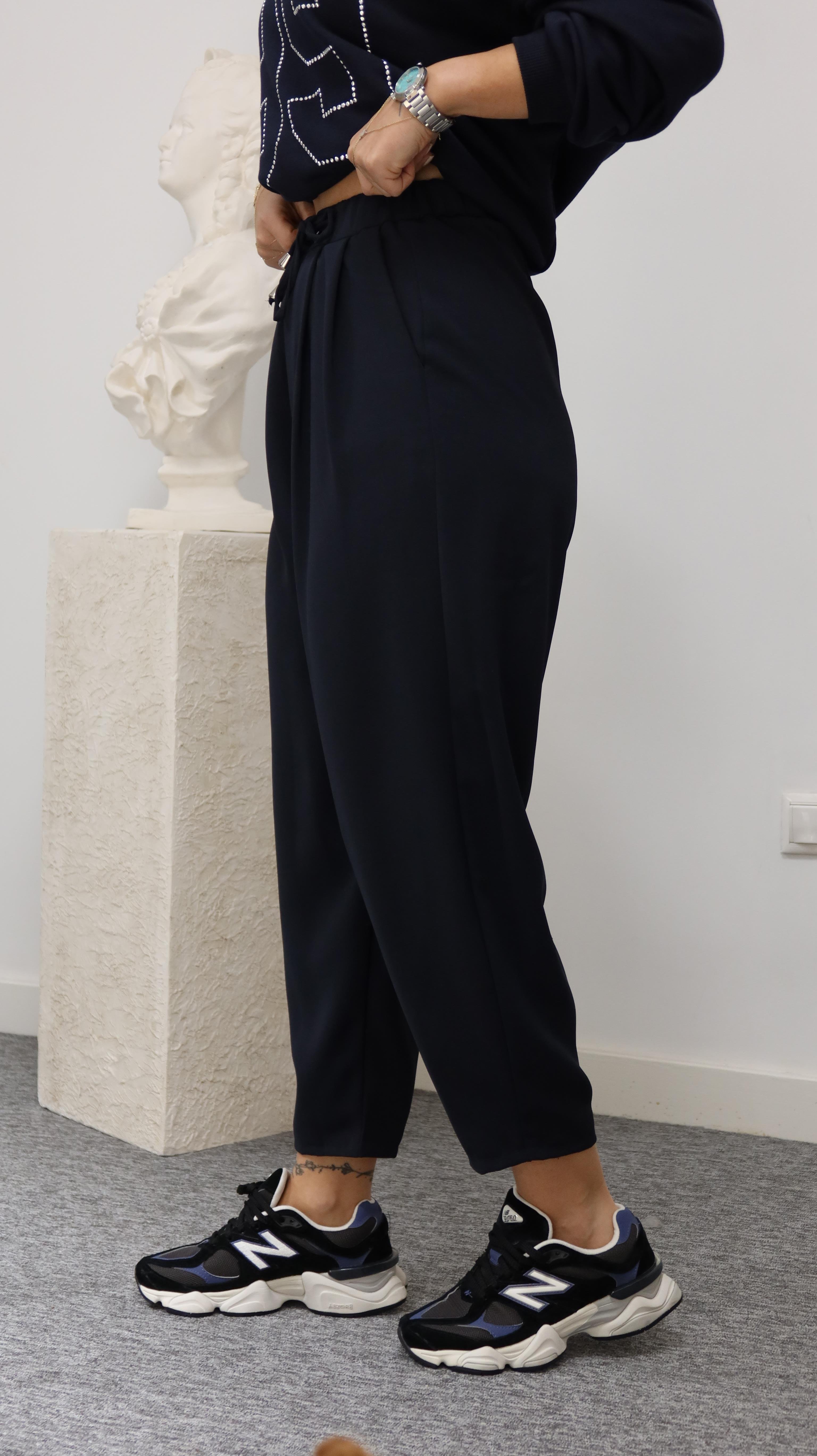 Lacivert Lucka Pileli Şalvar Model Pantolon