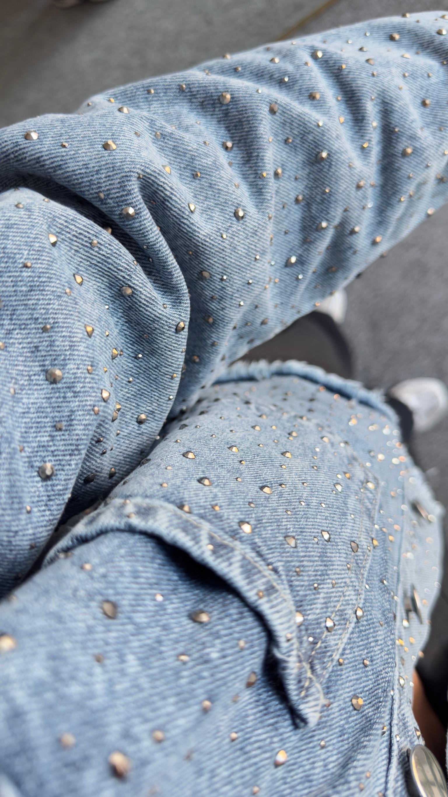 Vitor Taş İşlemeli Jean Ceket