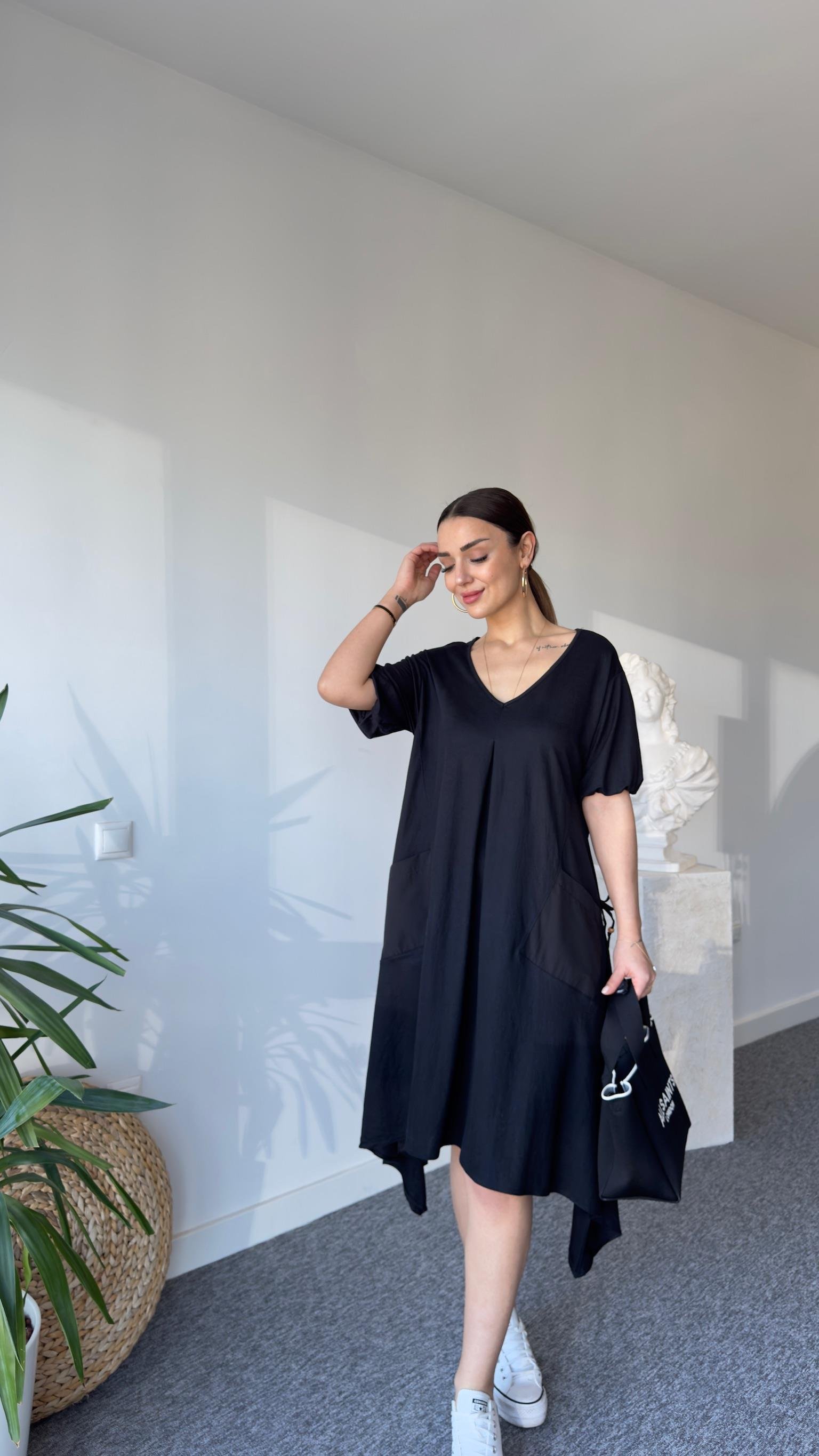 Estel Poplin Detaylı Salaş Elbise