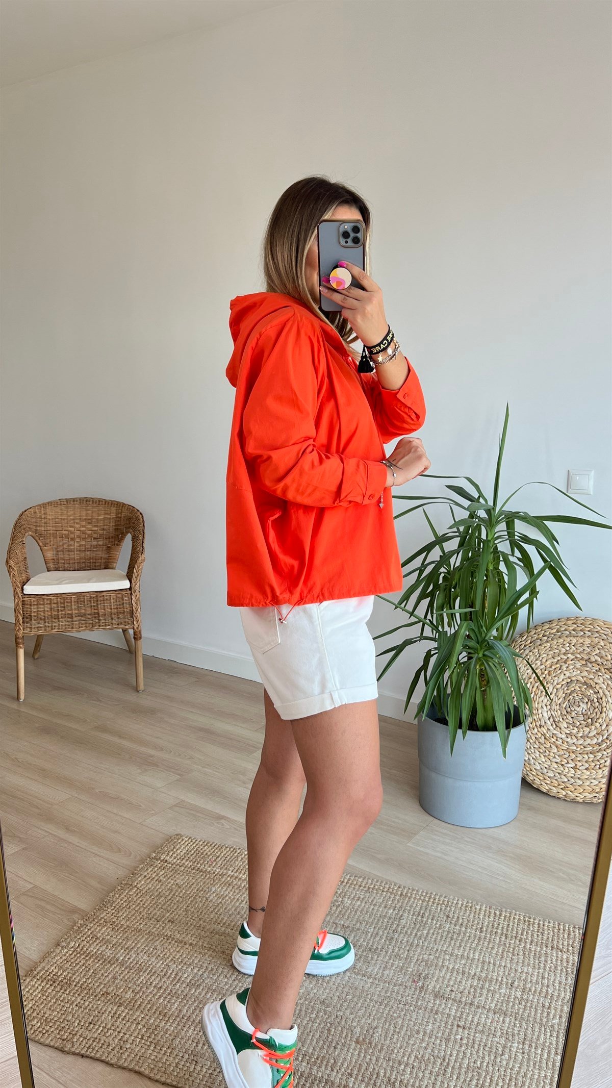 Poplin Turuncu Kapüşonlu Sweatshirt