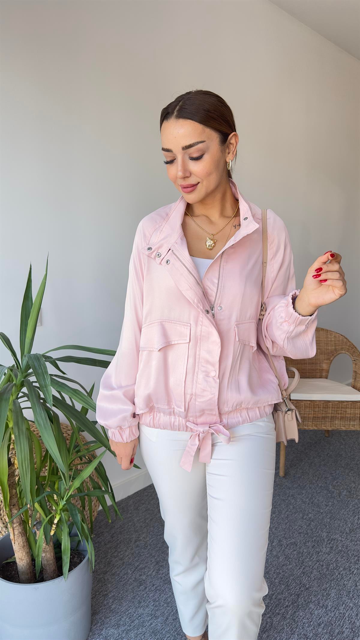 Saten Zra Model Pudra Bomber Ceket