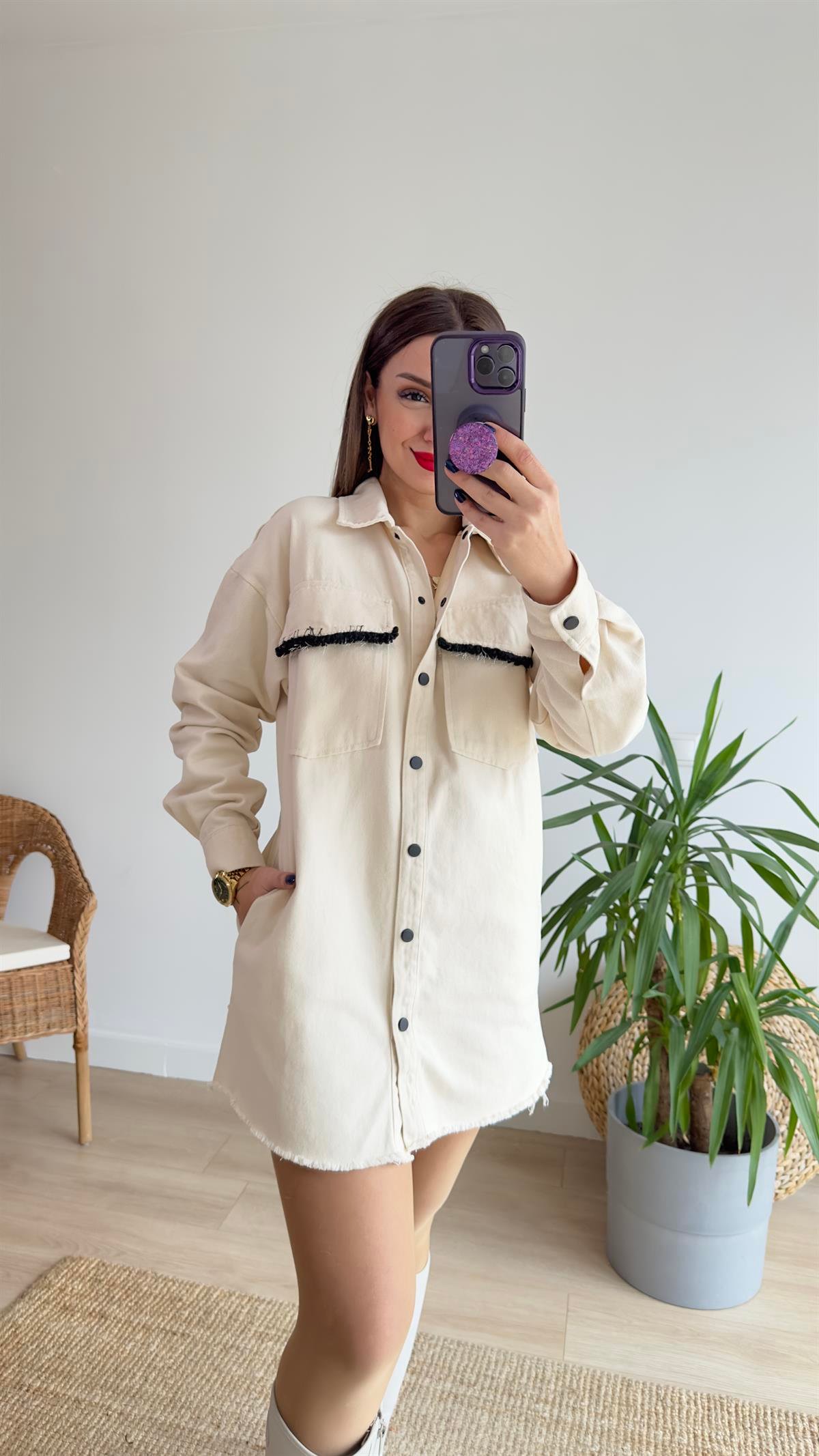 Püskül Ve Ponpon Detay Gabardin Ceket