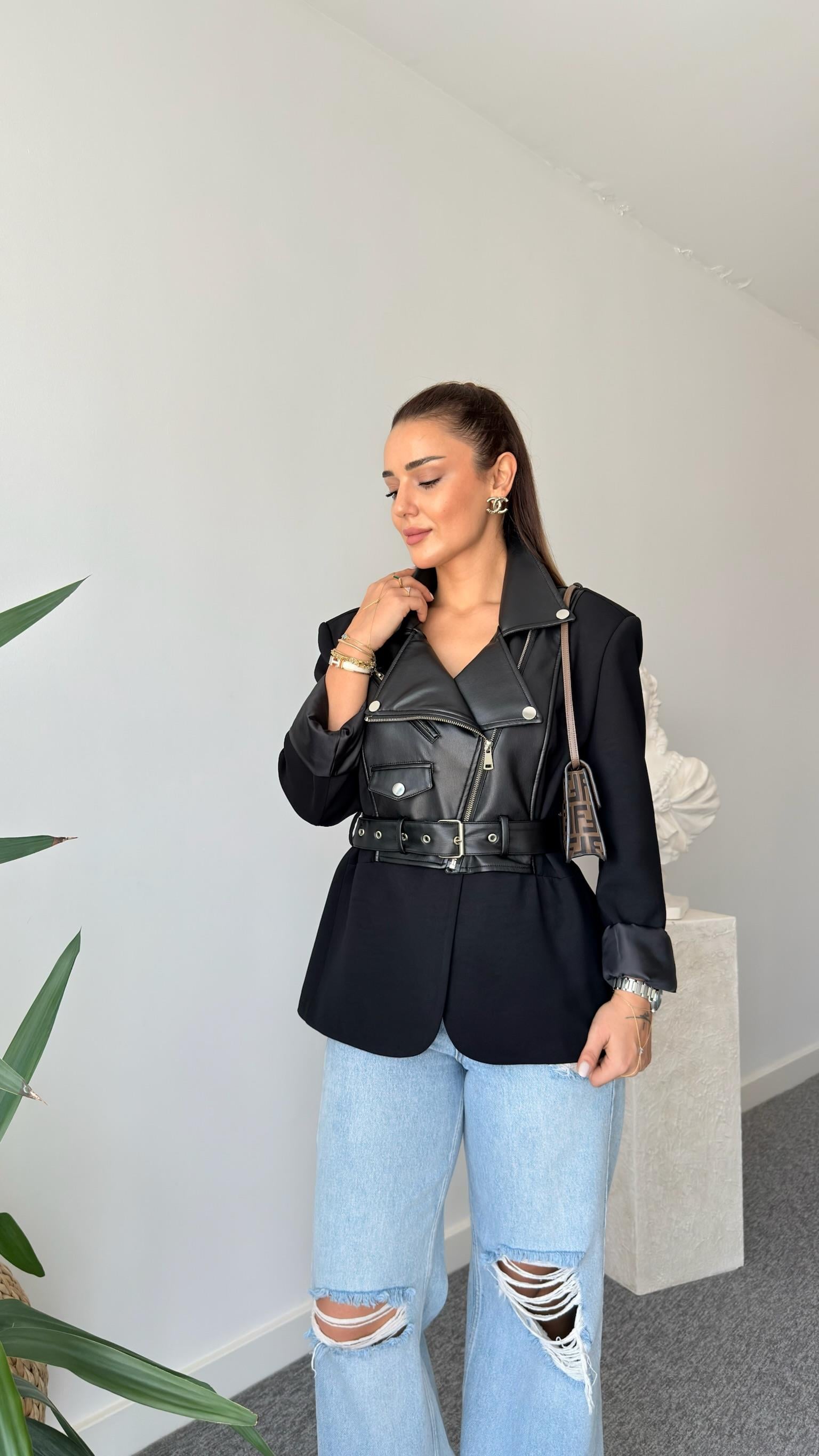 Nifra Deri Garnili Tasarım Ceket