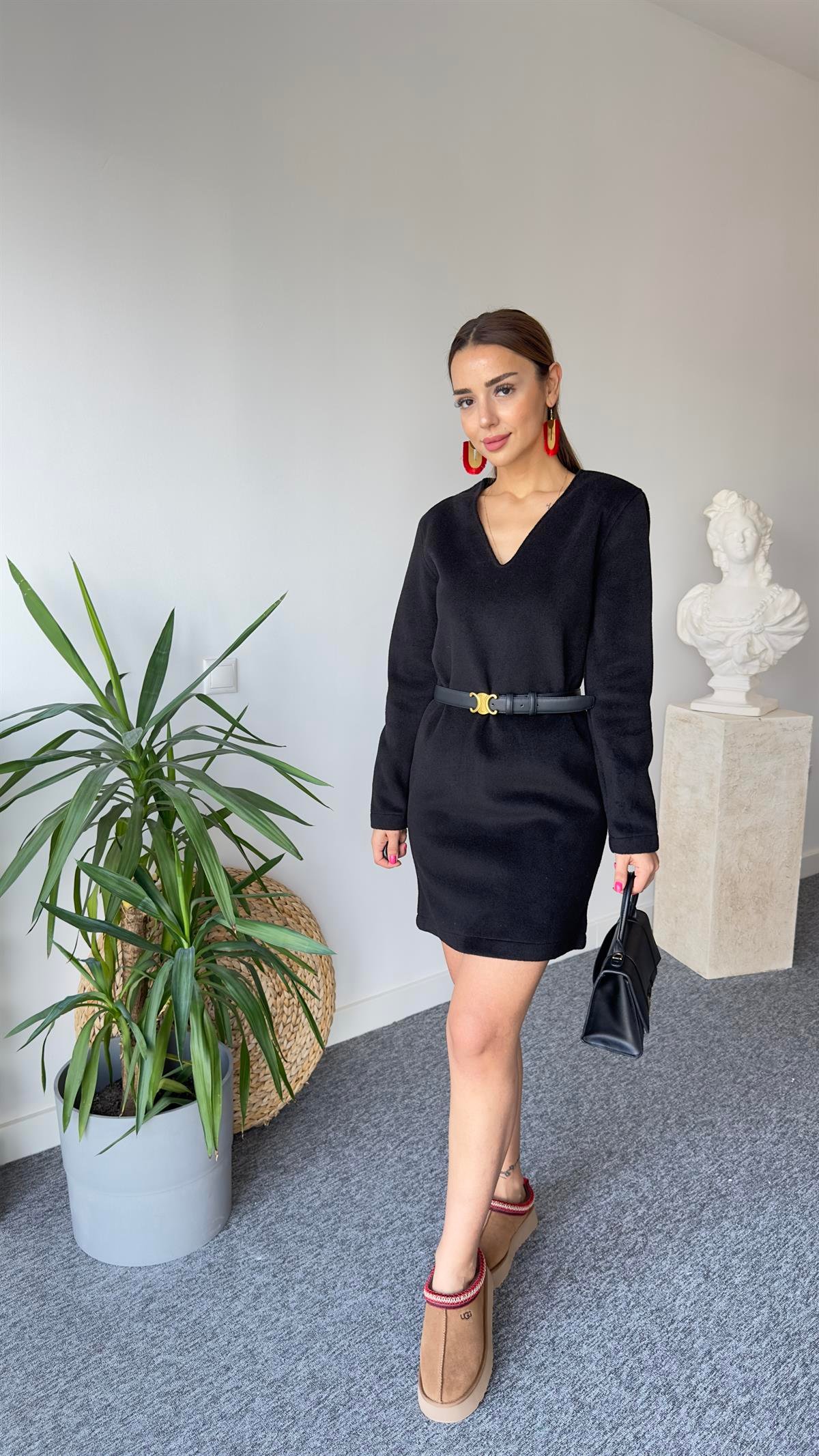 Kaşe Mas Model V Yaka Elbise
