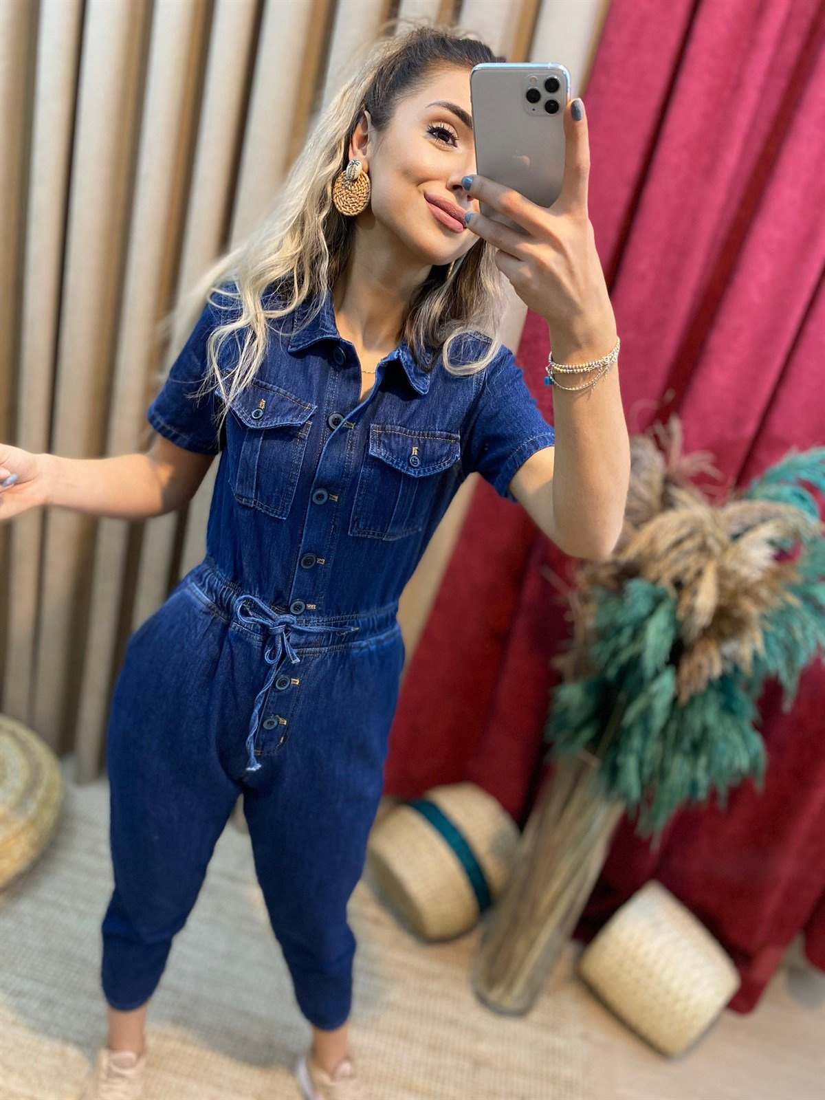 Lacivert Beli Lastikli Kot Tulum
