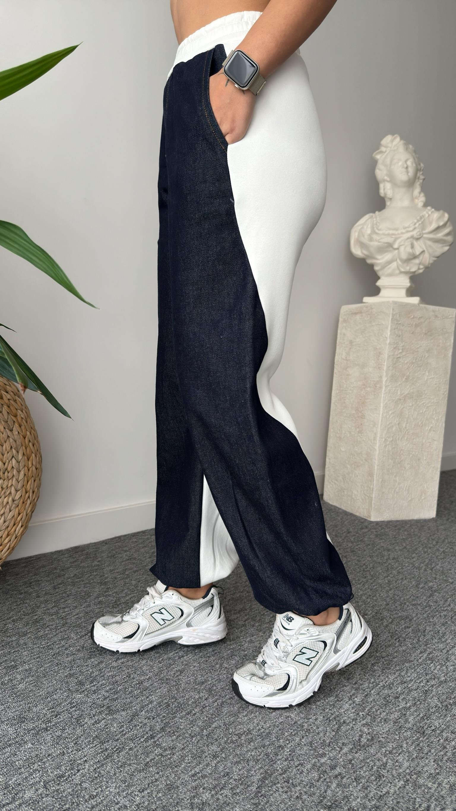 Borges Kot Garnili Beyaz Sweat Pantolon Takım