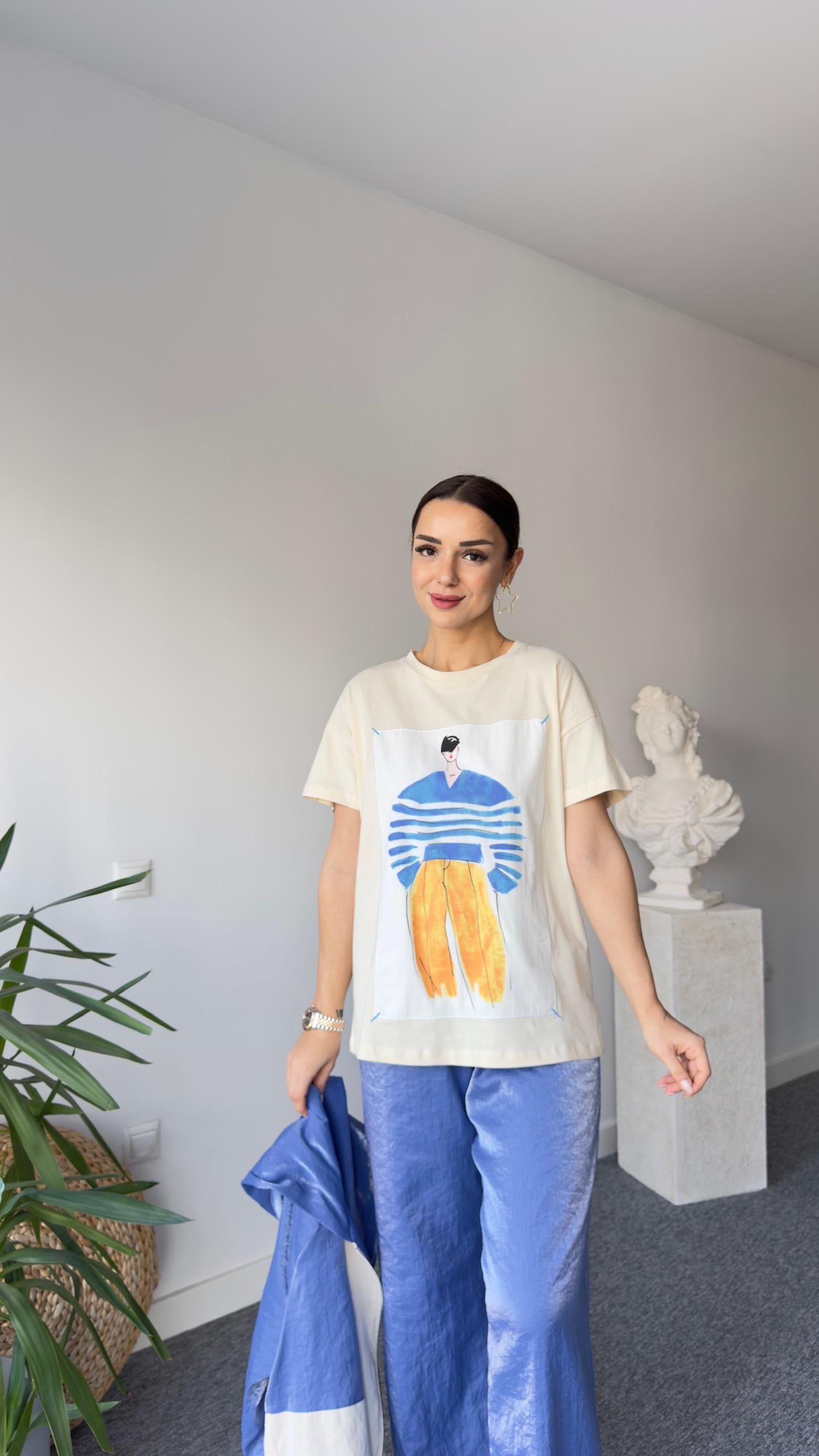 Perty Renkli Kız Baskı Tshirt