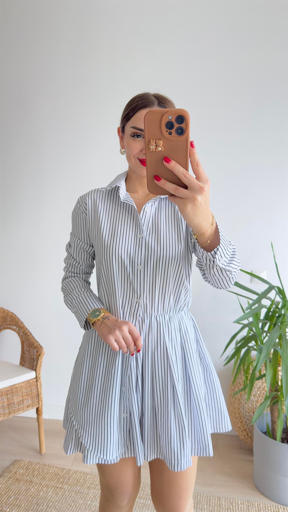 Beyaz Zra Model Çizgili Poplin Elbise