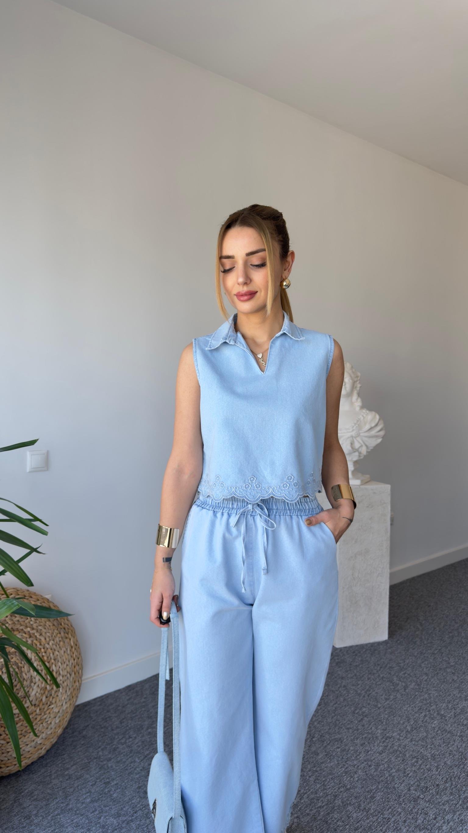 Une Nakış Detaylı Tensel İkili Takım