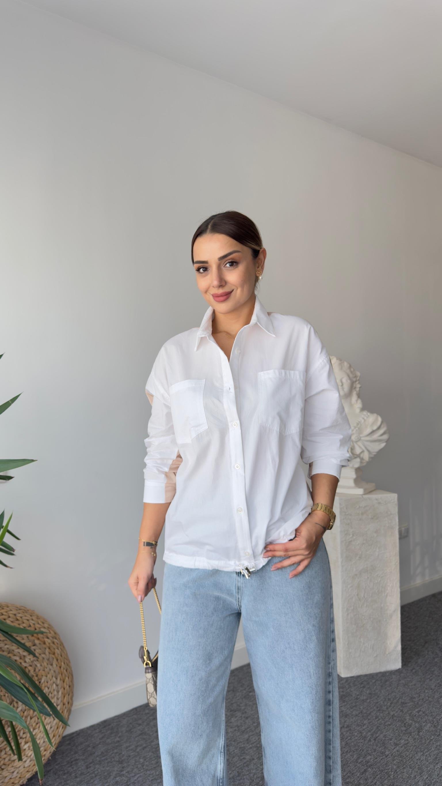 Trine Tws Model Sırt Paraşütlü Beyaz Gömlek