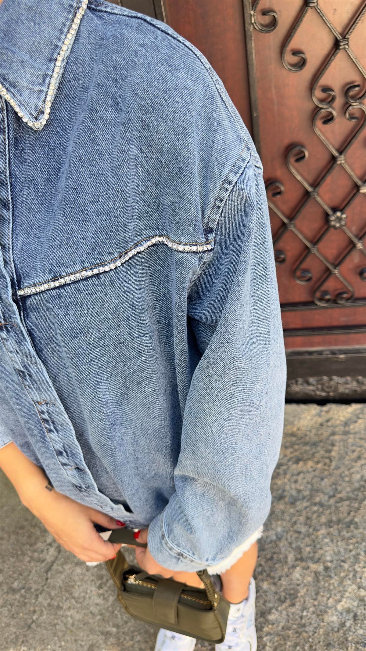 Desen Baskılı Orj Model Jean Ceket