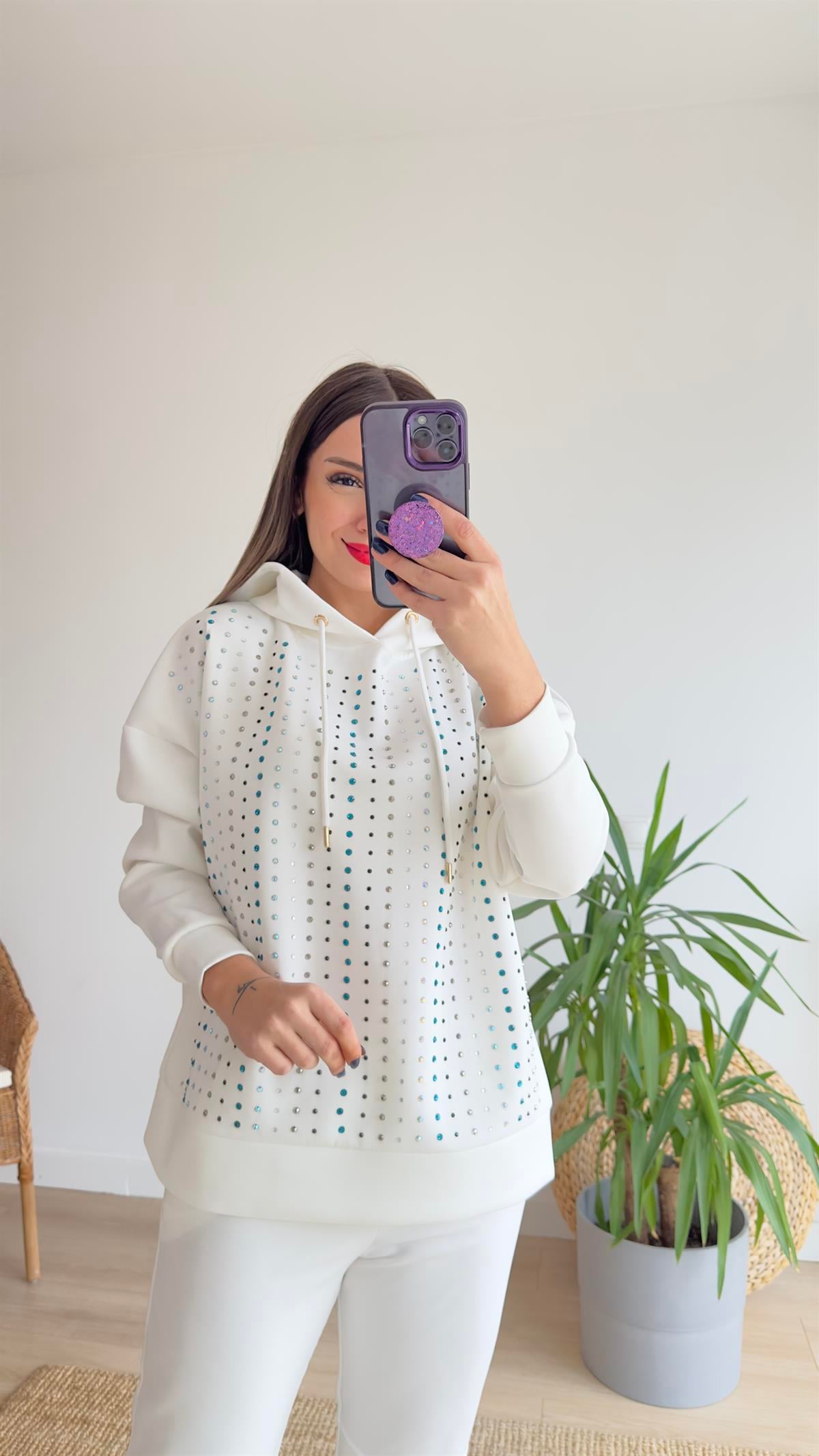Marka Model Taşlı Scuba Sweat